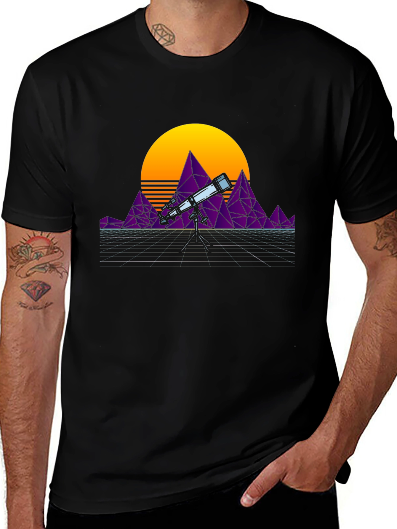 Variant 17 of Retro Telescope T-Shirt - Synthwave Design
