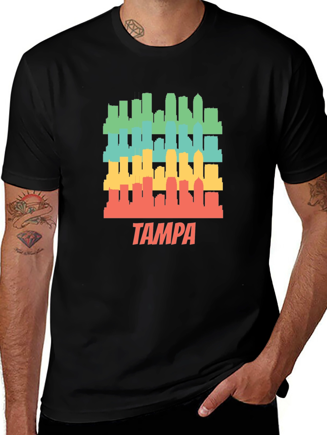 Retro Tampa Skyline Graphic T-Shirt