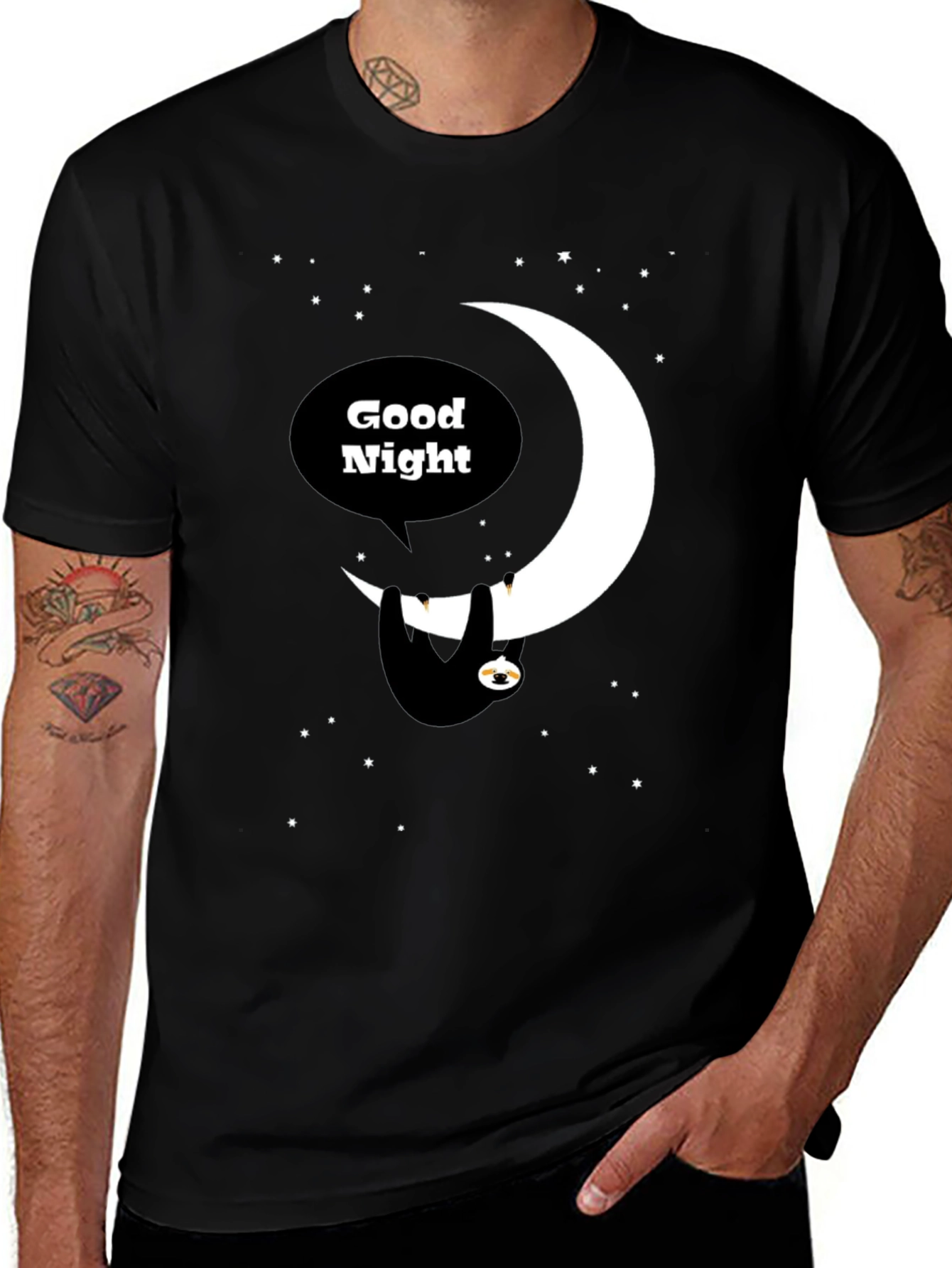 Variant 14 of Good Night Sloth Moon Black T-Shirt
