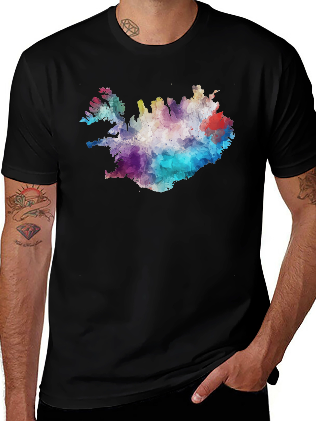 Variant 9 of Iceland Map Graphic Tee - Men's Black T-Shirt