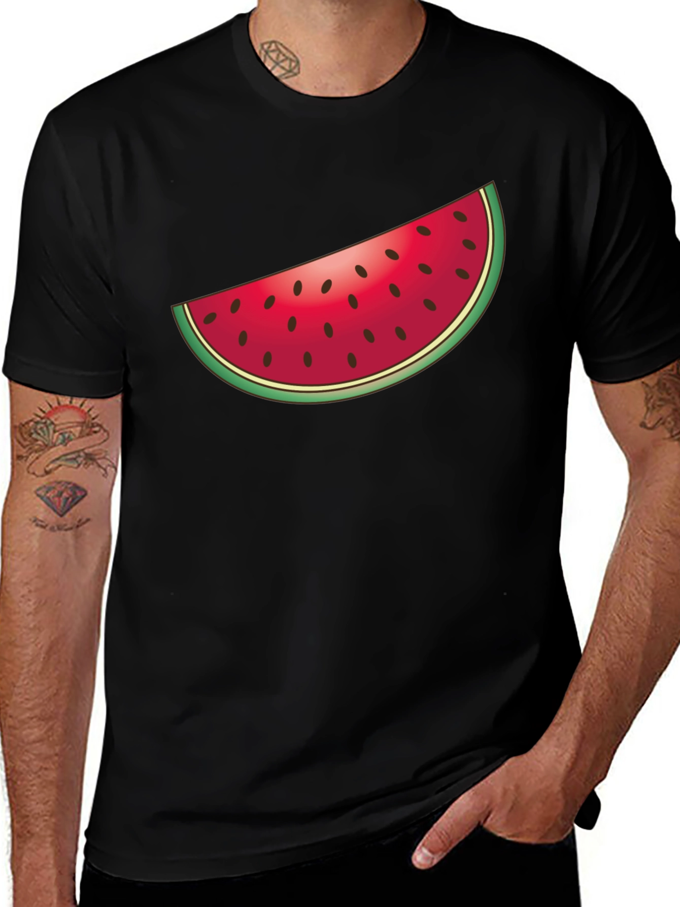 Watermelon Graphic T-Shirt - Casual Black Tee