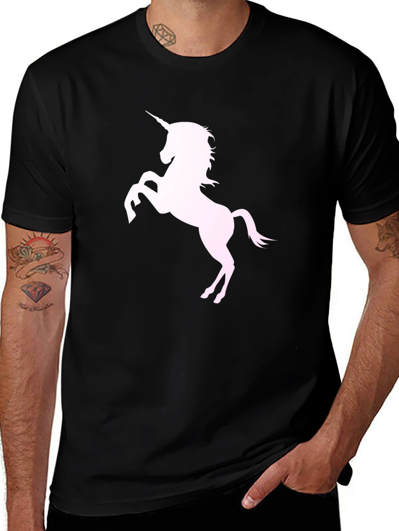 Variant 4 of Unicorn Graphic Tee - Men's Black T-Shirt