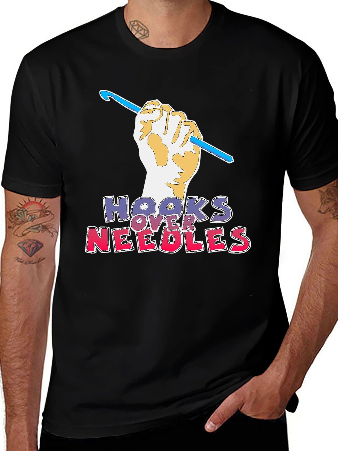 Hooks Over Needles T-Shirt - Crochet Lover's Gift