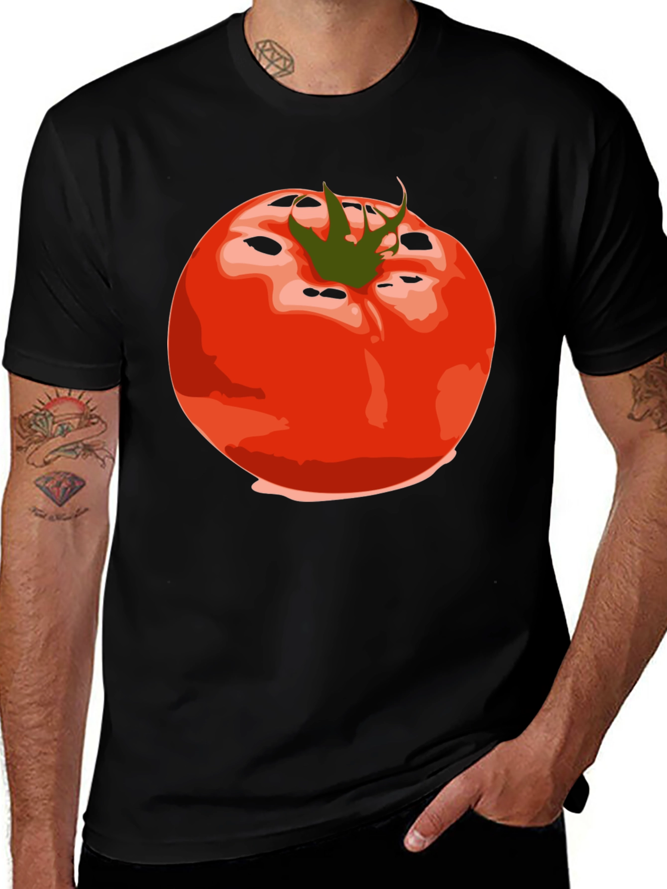 Variant 10 of Tomato Graphic Tee - Unisex Black T-Shirt