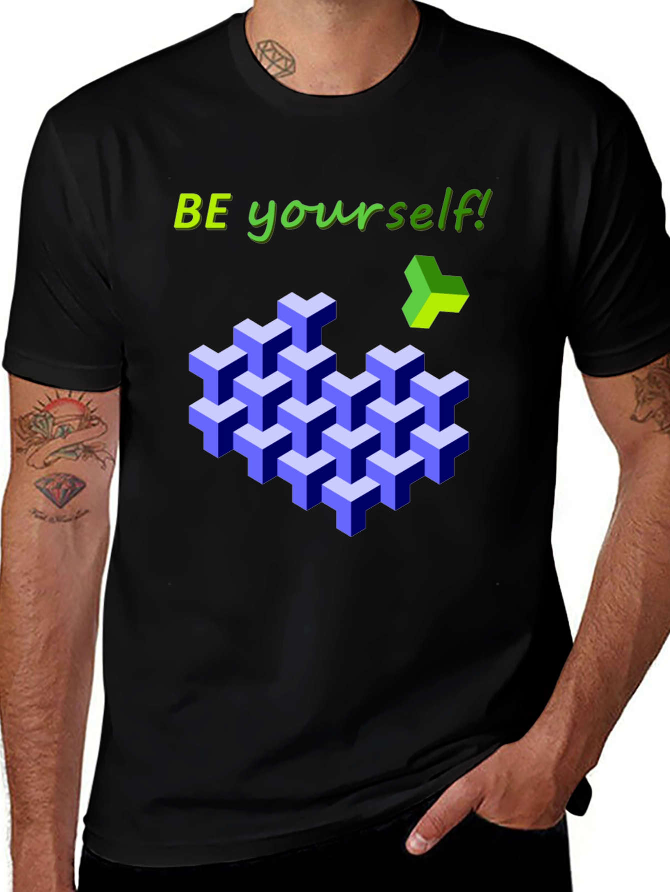 Variant 27 of Be Yourself 3D Cube Tee - Stylish Graphic T-Shirt
