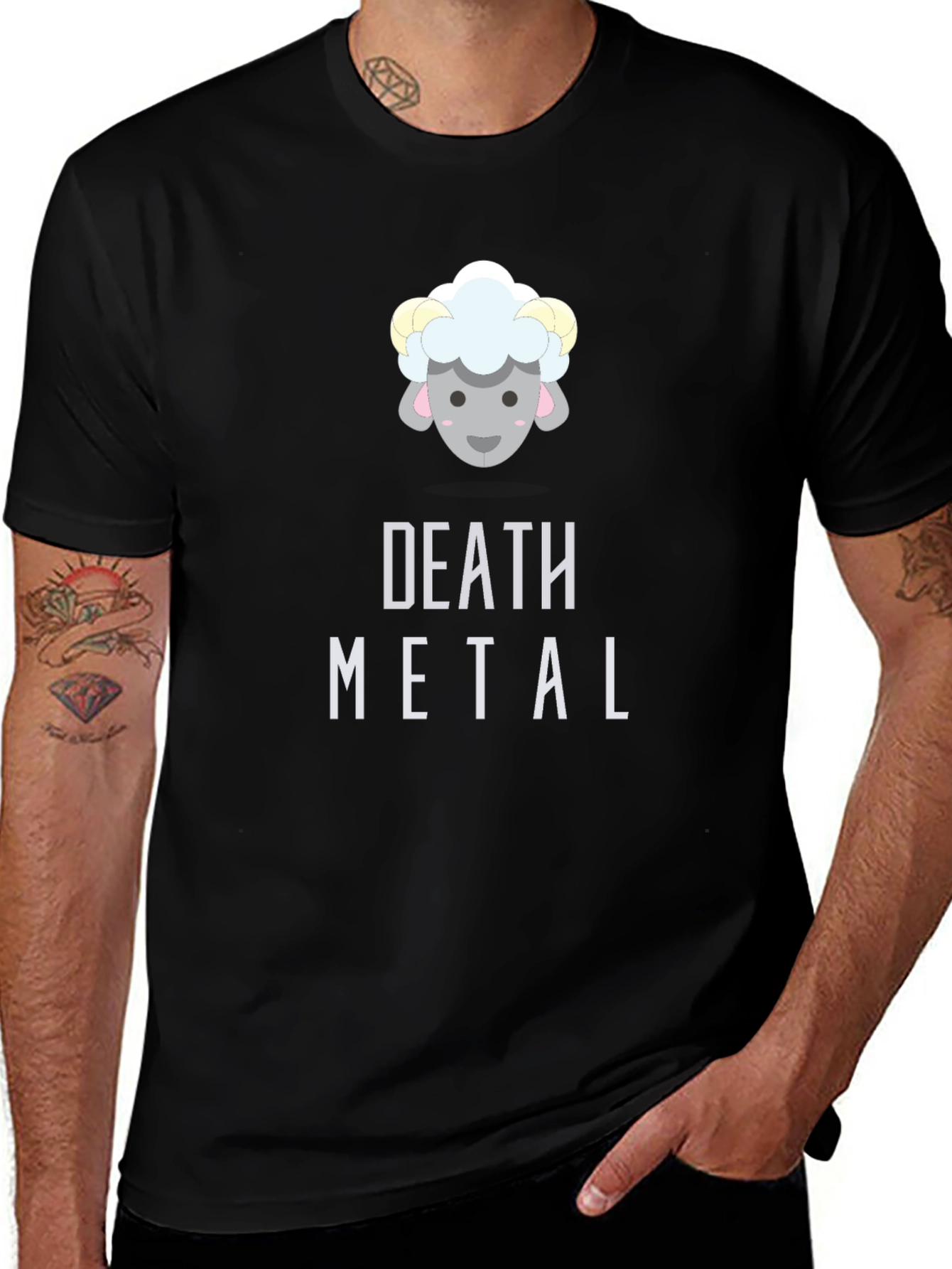 Variant 13 of Death Metal Sheep T-Shirt - Black Cotton Tee