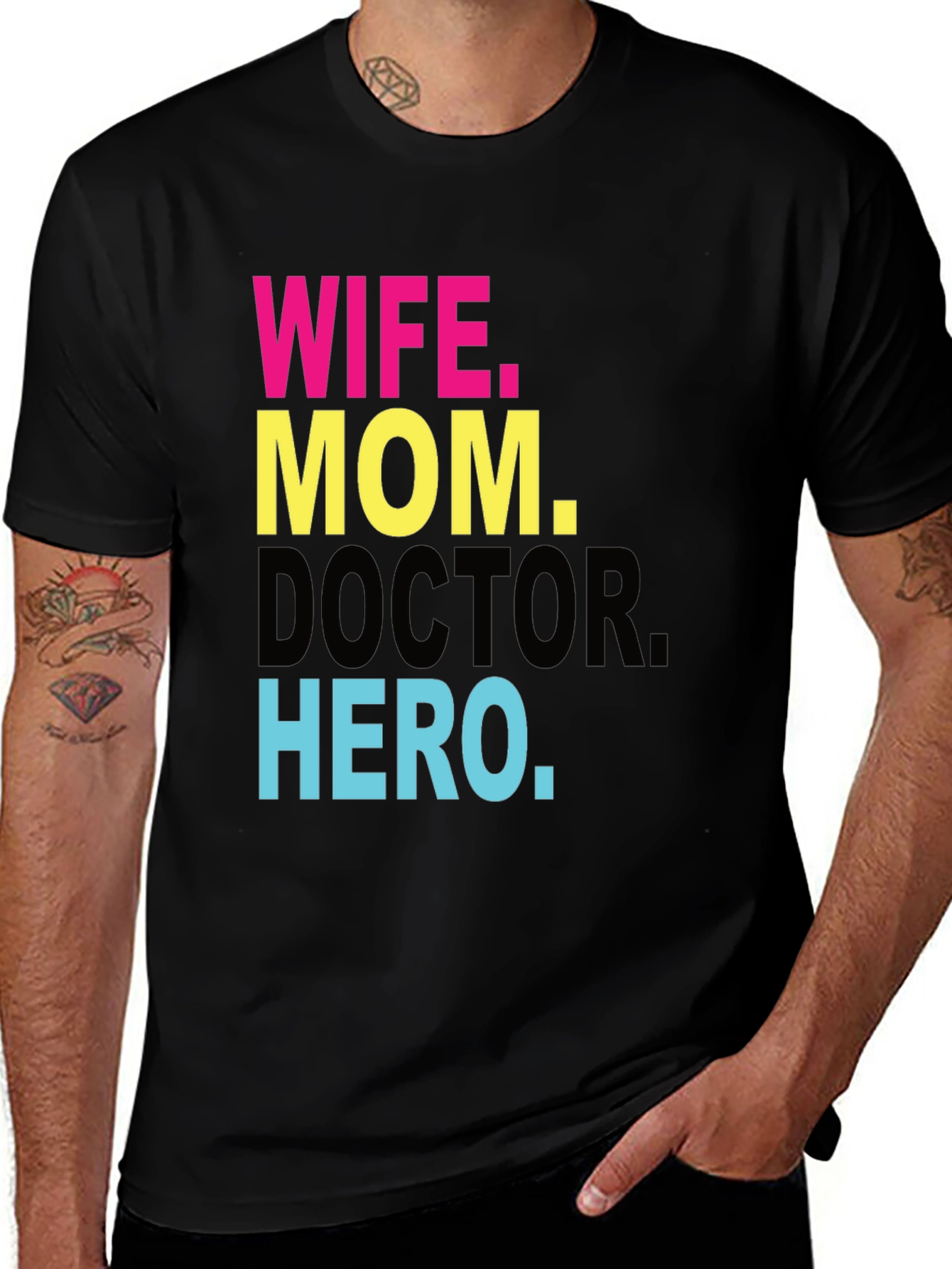 Variant 26 of Wife Mom Doctor Hero Black T-Shirt