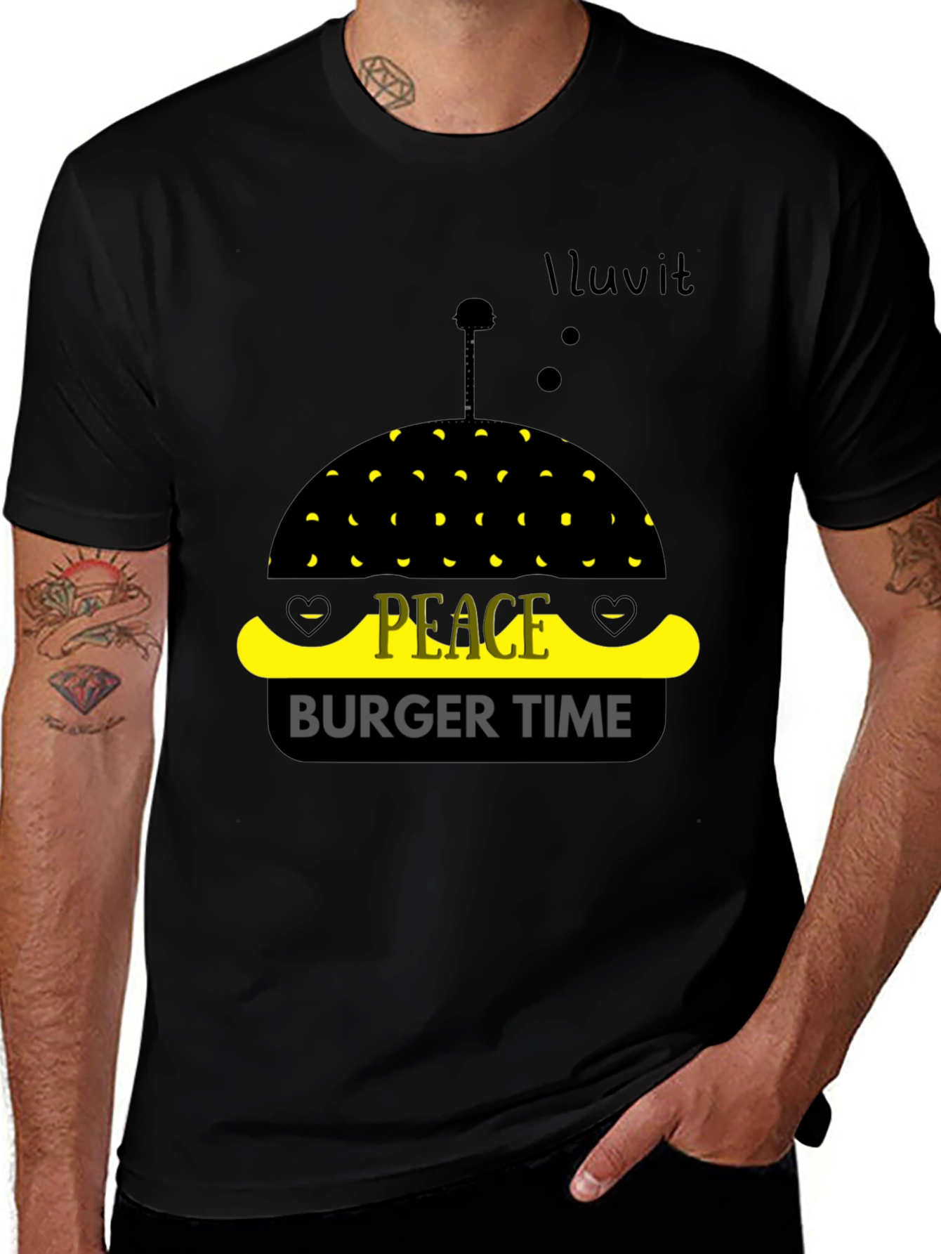 Variant 22 of Peace Burger Time Graphic Tee - Black