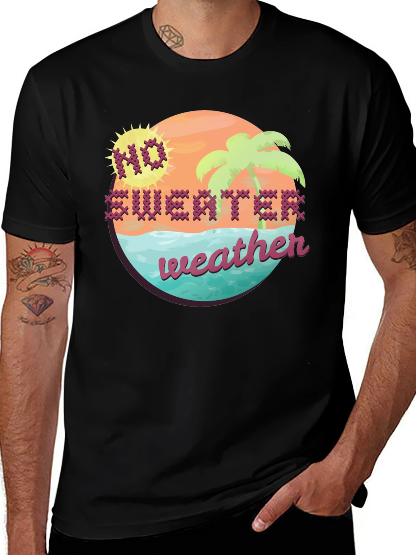 Variant 22 of No Sweater Weather T-Shirt - Tropical Beach Design