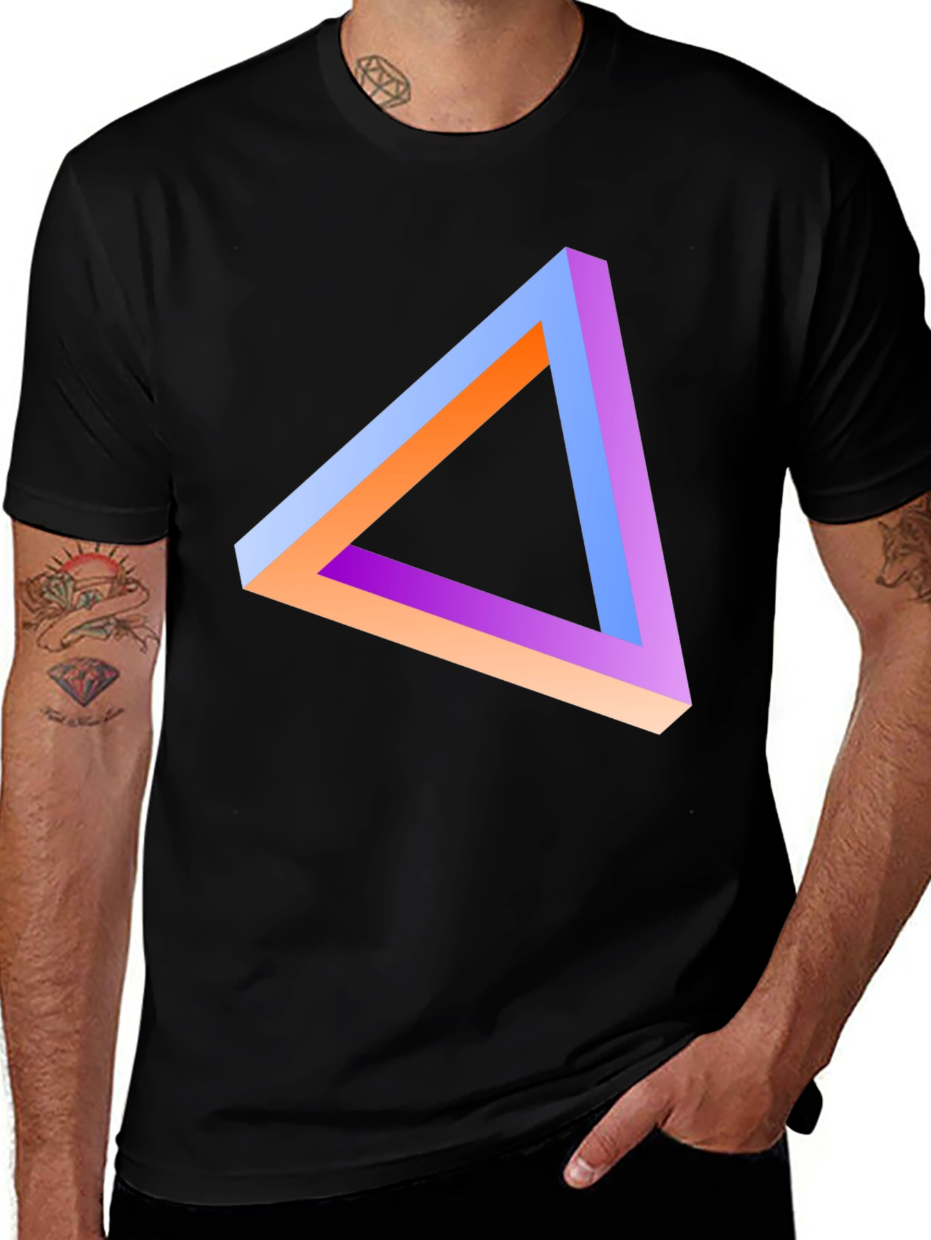 Variant 29 of Impossible Triangle Graphic T-Shirt - Optical Illusion Tee