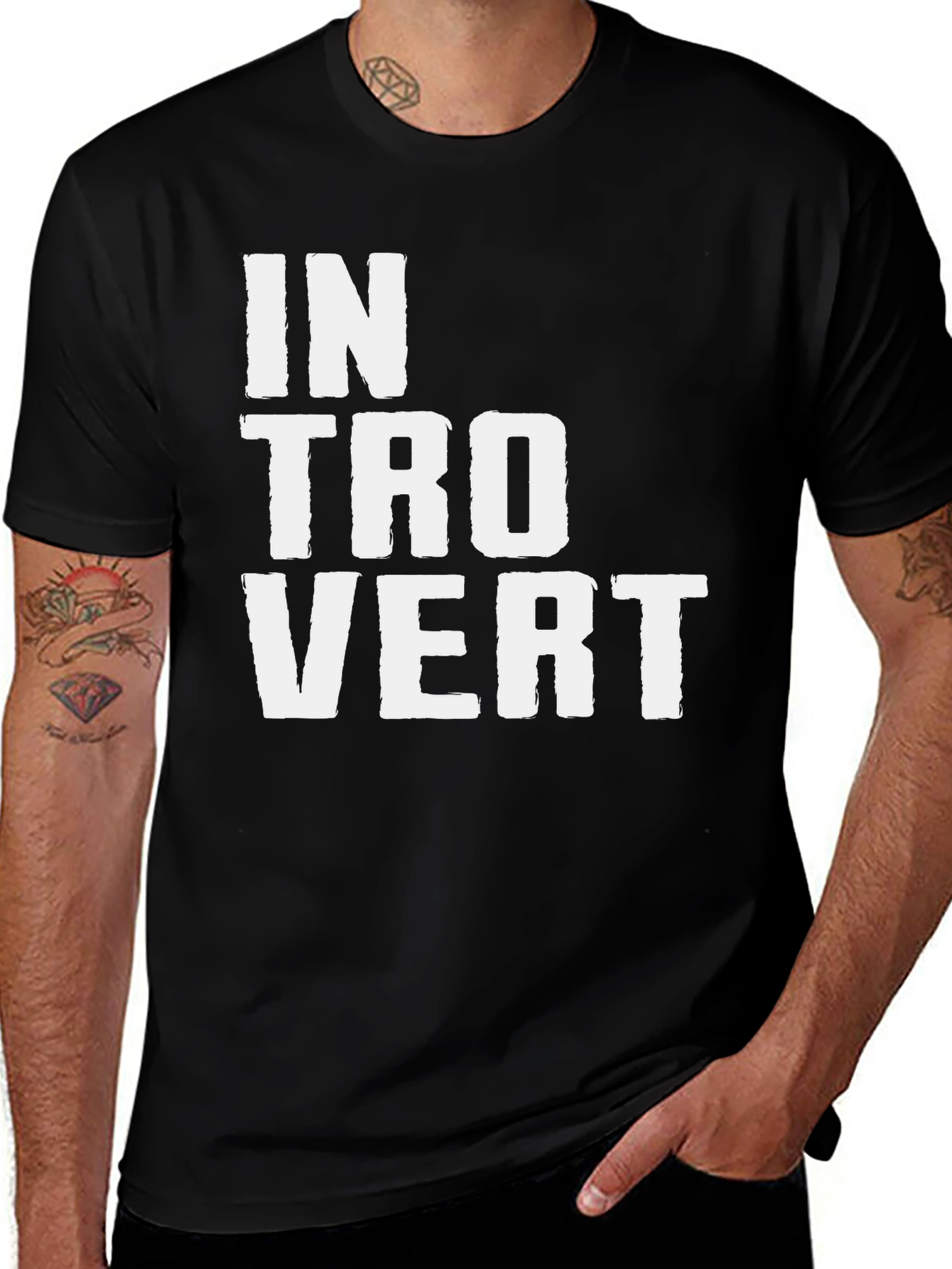 Introvert Graphic T-Shirt - Black Casual Tee