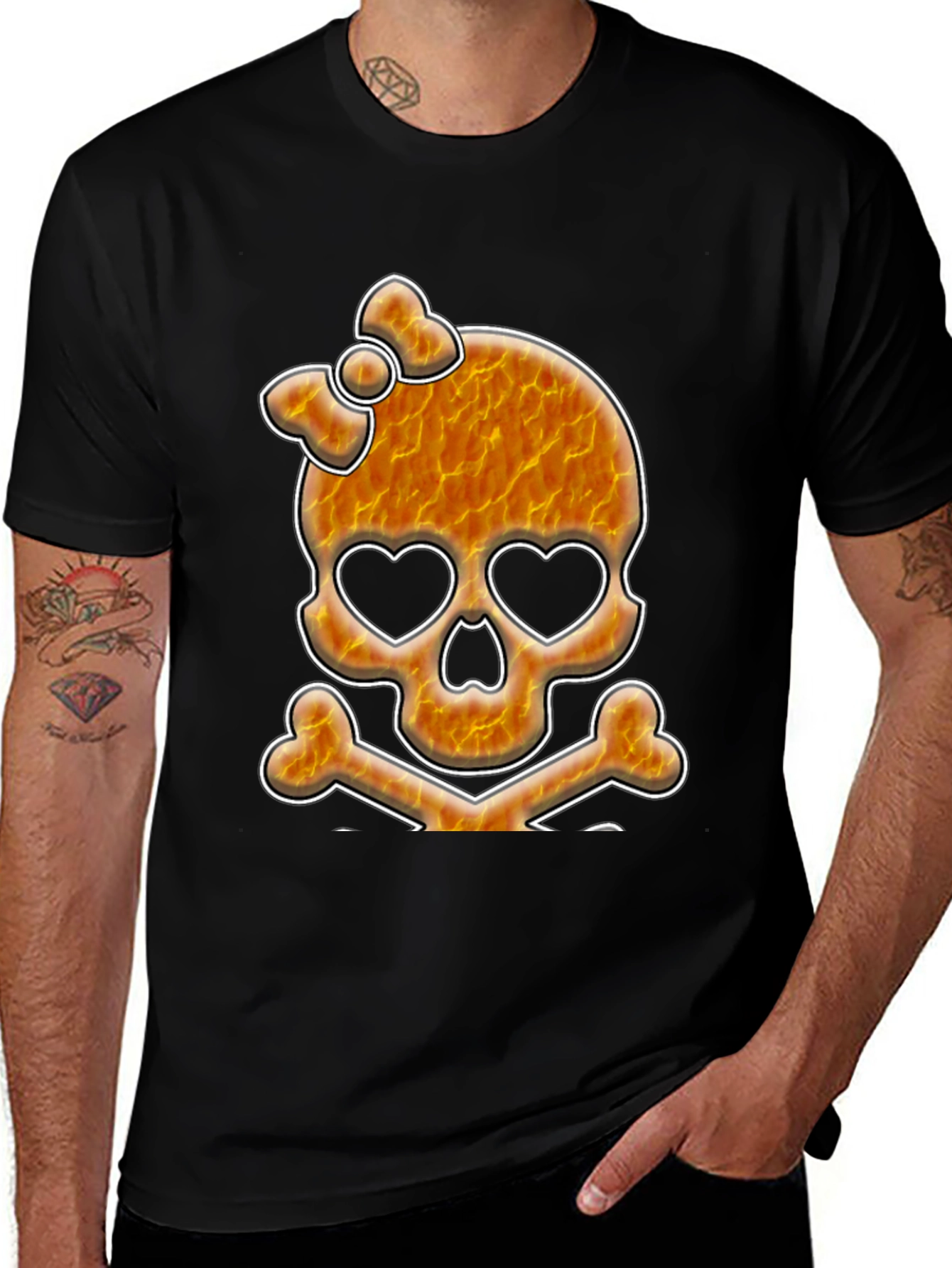 Variant 18 of Skull & Crossbones Graphic Tee - Heart Eyes