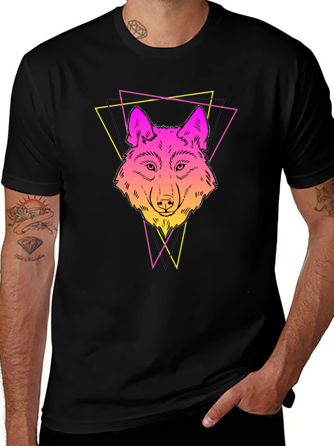 Variant 4 of Retro Wolf Graphic Tee - Black