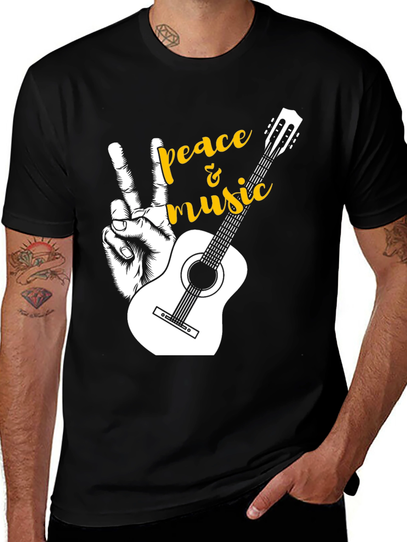 Variant 16 of Peace and Music Guitar T-Shirt