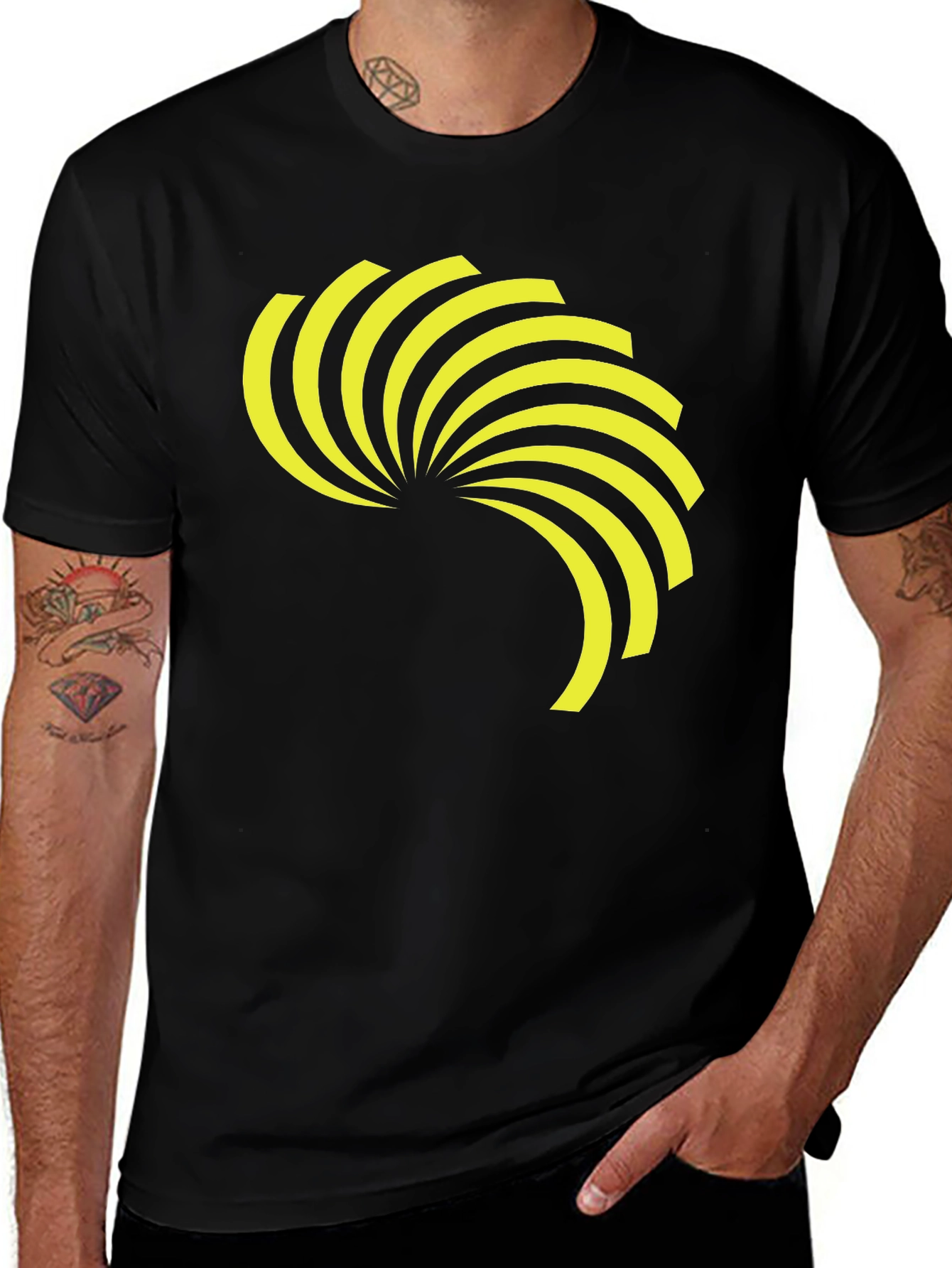 Variant 26 of Men's Black Tee with Graphic Design