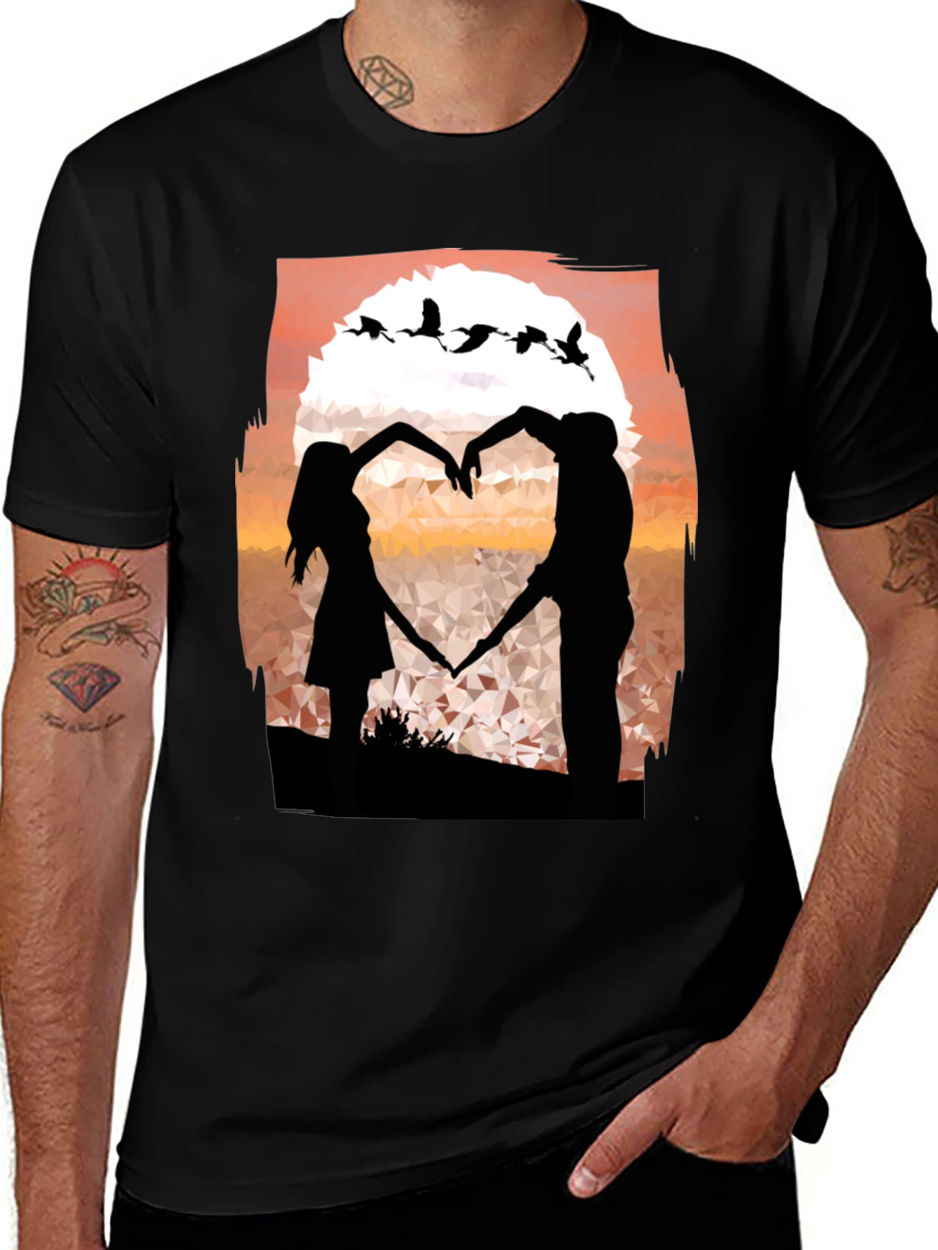 Variant 29 of Romantic Sunset Couple Heart T-Shirt