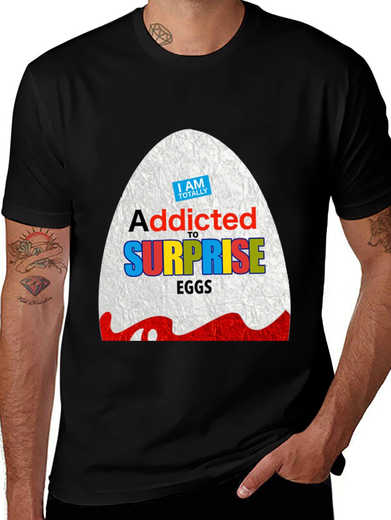Addicted to Surprise Eggs Black T-Shirt