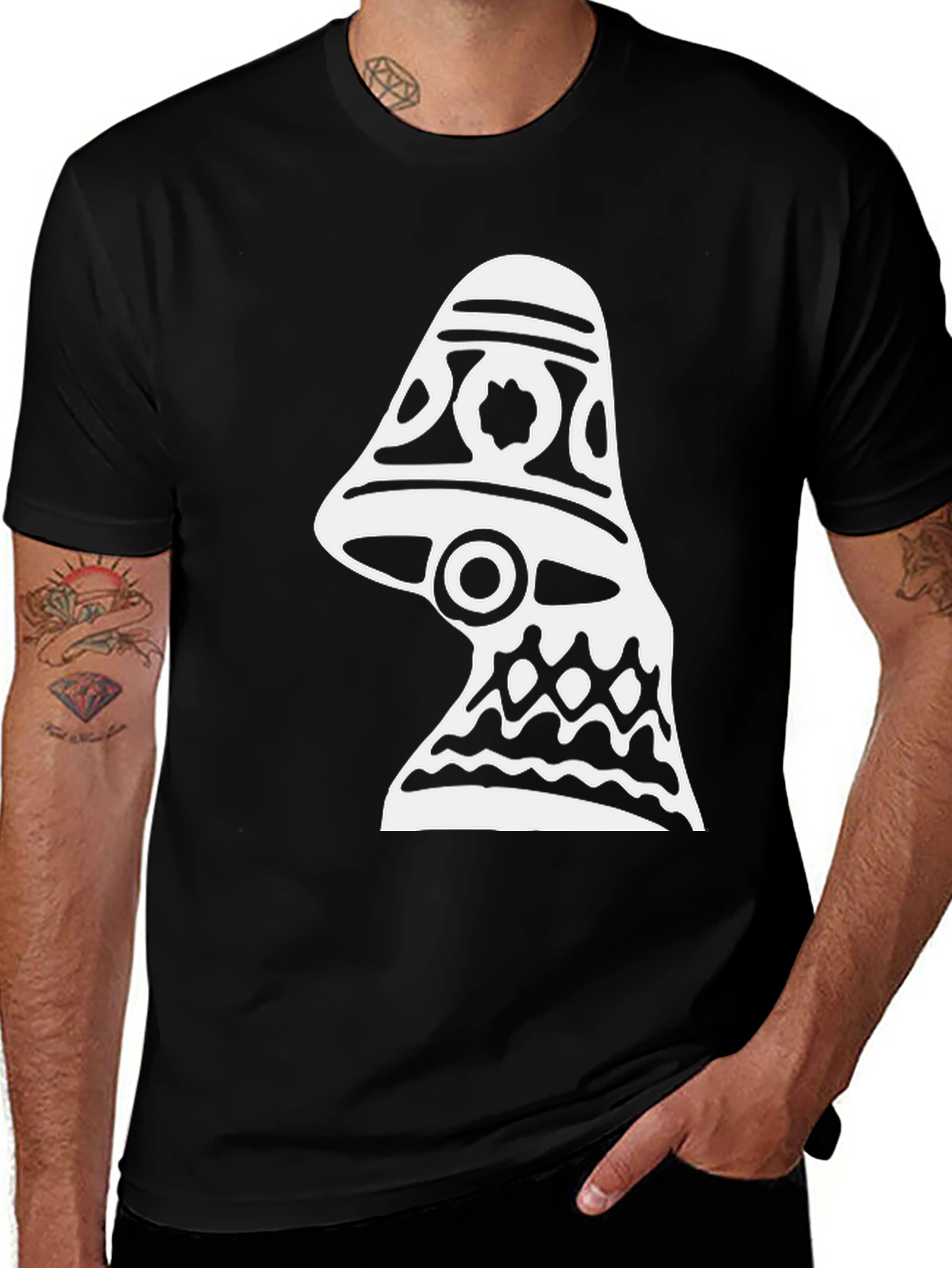 Variant 2 of Abstract Graphic Print T-Shirt - Black