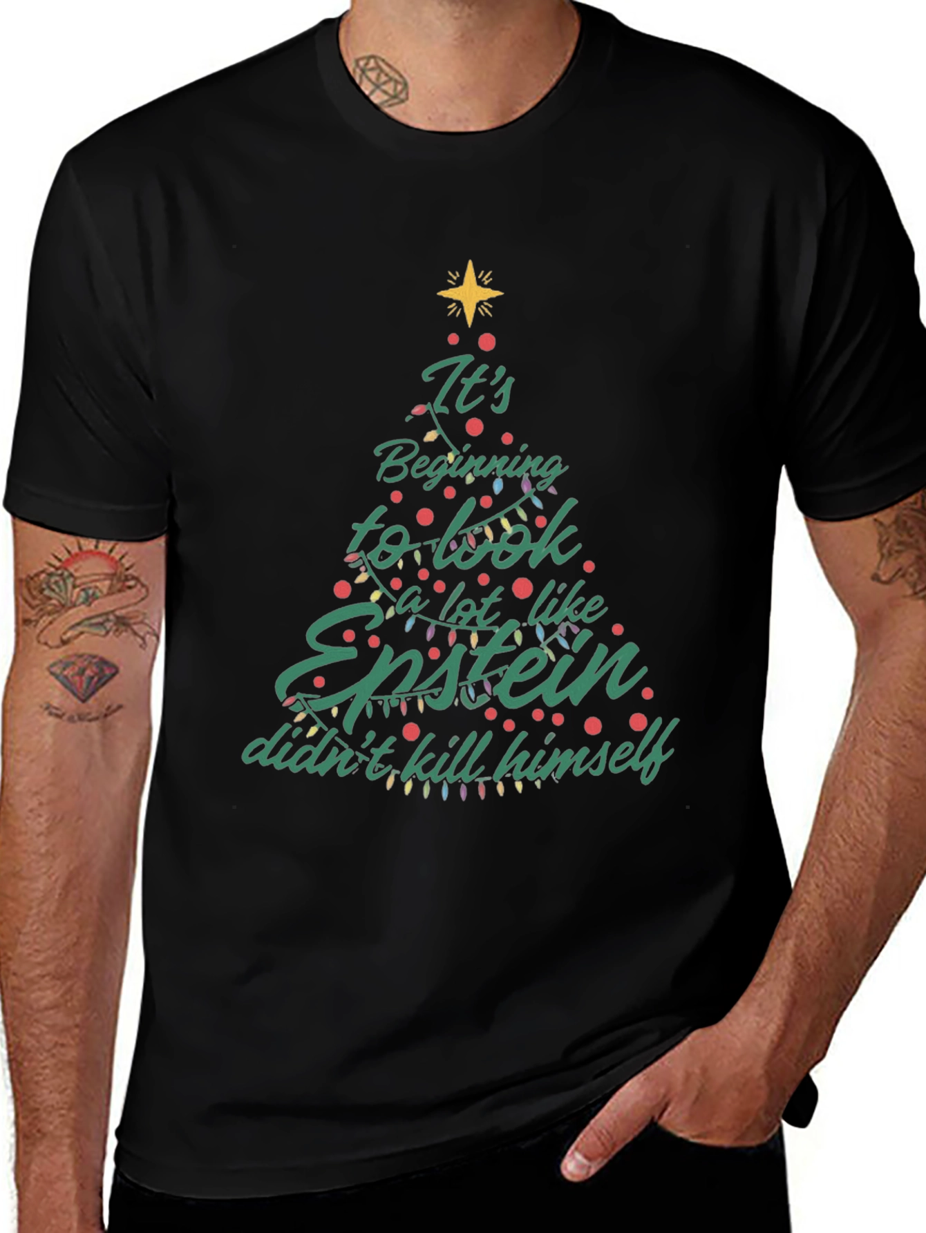 Variant 26 of Epstein Didn't Kill Himself Christmas Tree T-Shirt