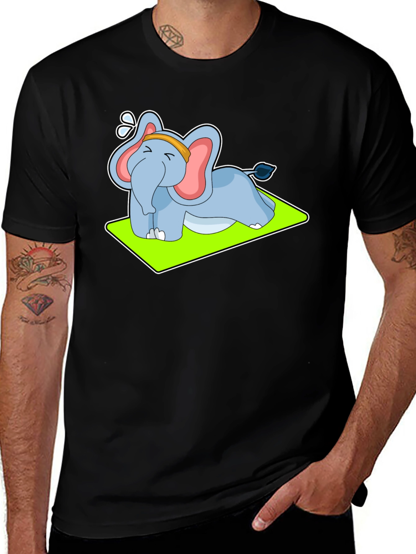 Variant 21 of Yoga Elephant Graphic Tee - Relax & Workout