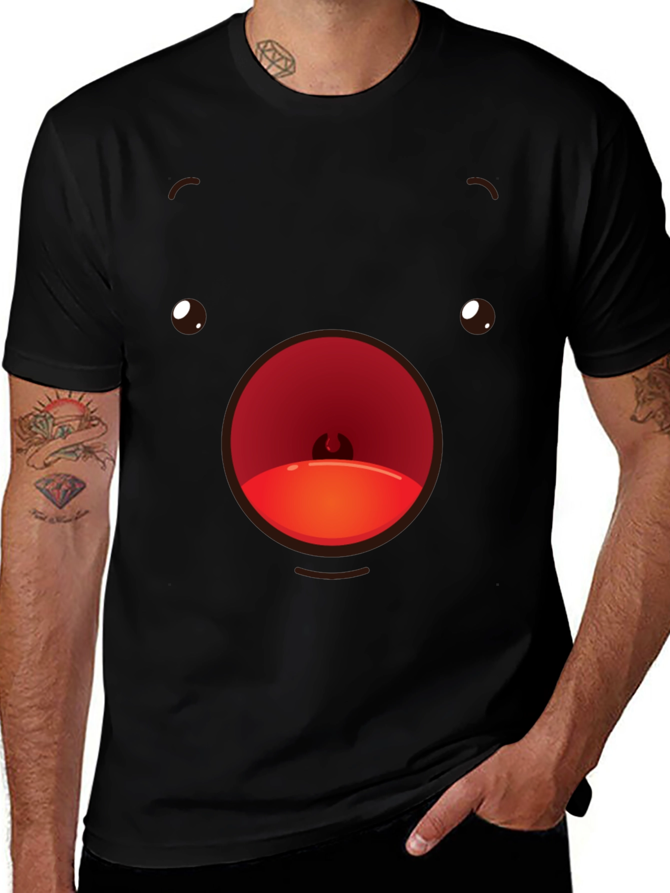 Variant 16 of Funny Face T-Shirt Black Crew Neck Soft Cotton