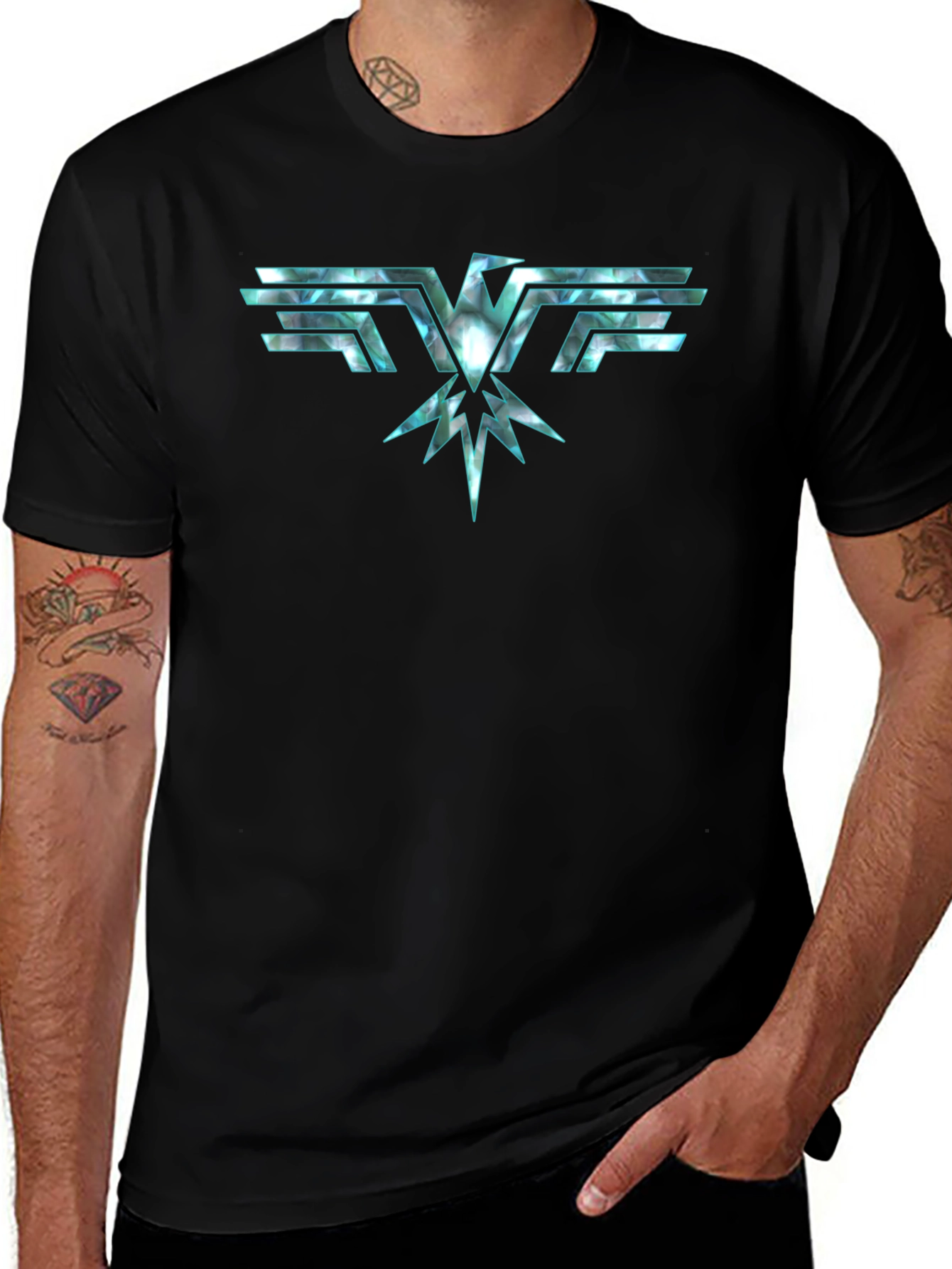 Variant 29 of Abstract Eagle Graphic Black T-Shirt