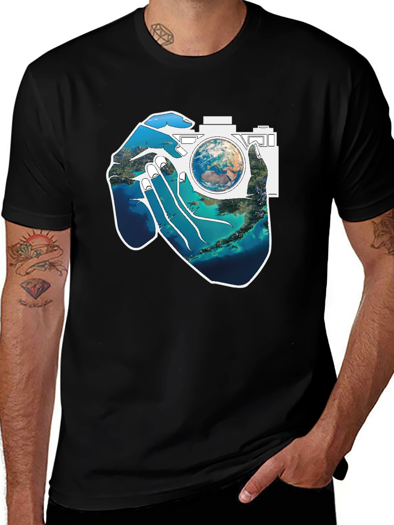 Variant 20 of Earth Camera Graphic T-Shirt - Black
