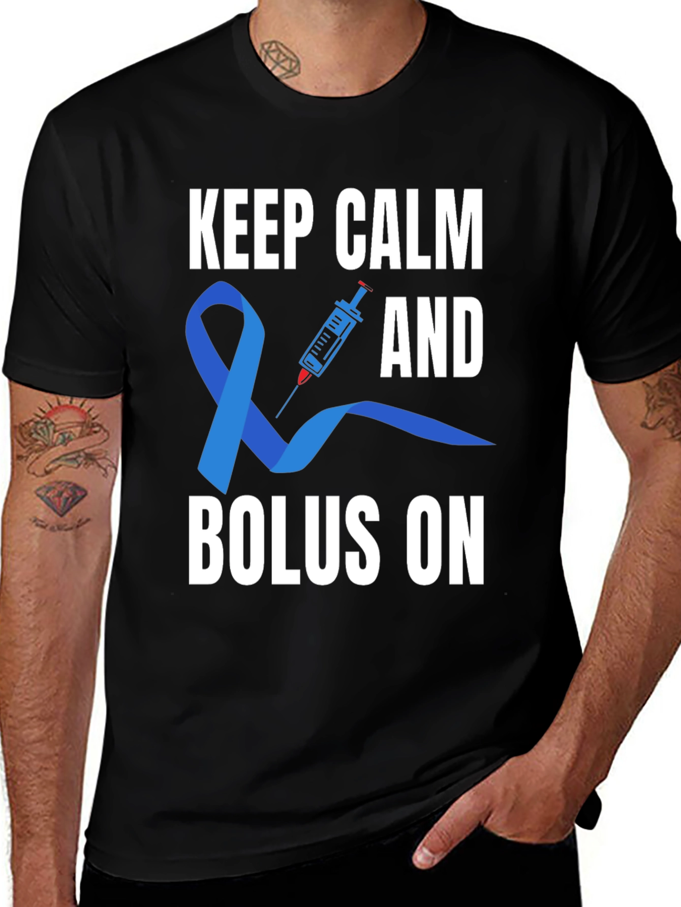Variant 12 of Keep Calm and Bolus On T-Shirt - Diabetes Awareness