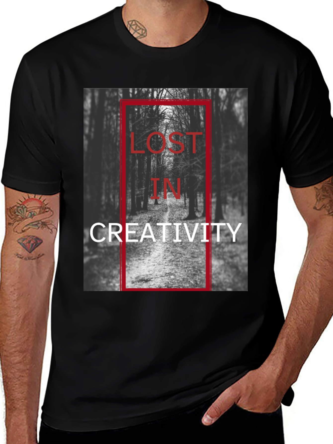 Variant 18 of Lost in Creativity Graphic Tee - Unisex Black T-Shirt