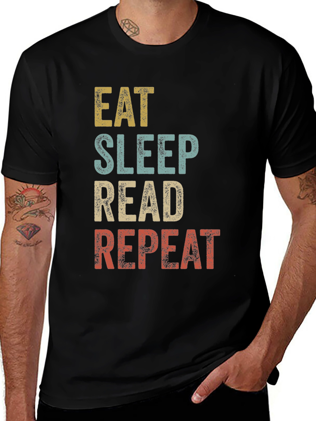 Variant 14 of Eat Sleep Read Repeat Graphic Tee