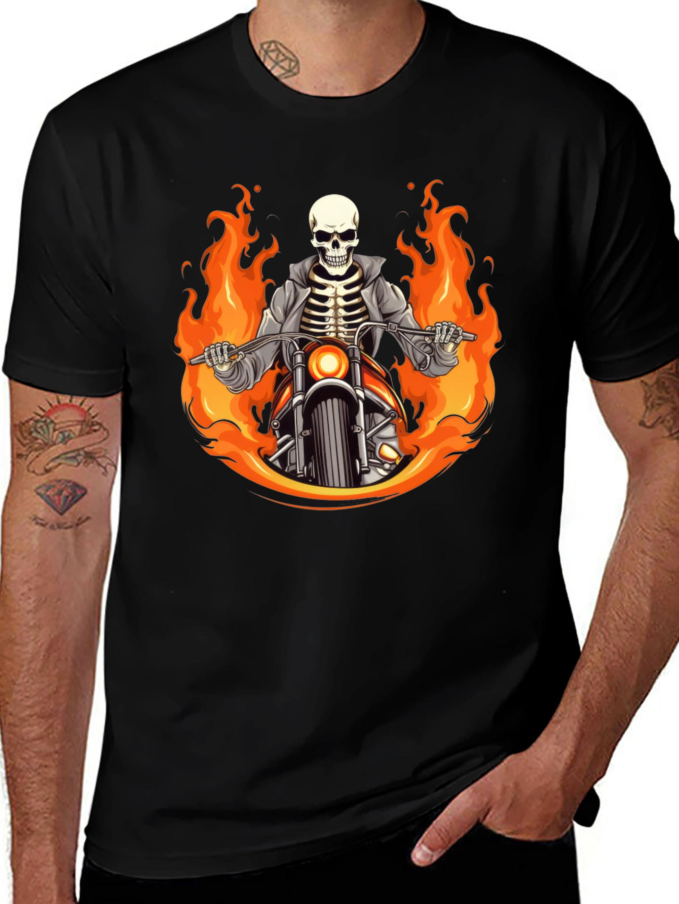 Variant 13 of Flaming Skeleton Rider Black T-Shirt