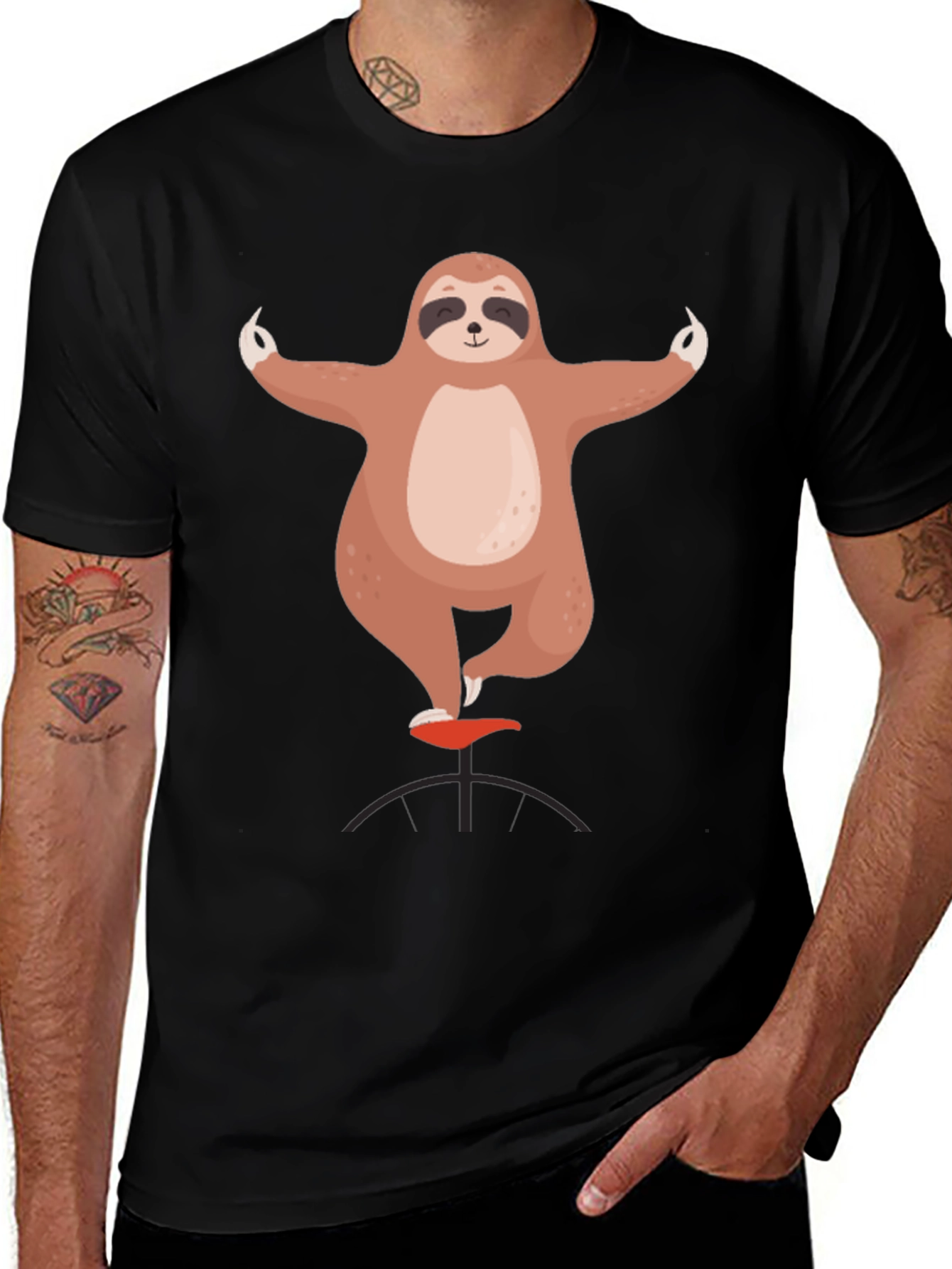 Variant 7 of Sloth Yoga Balance Black Graphic Tee