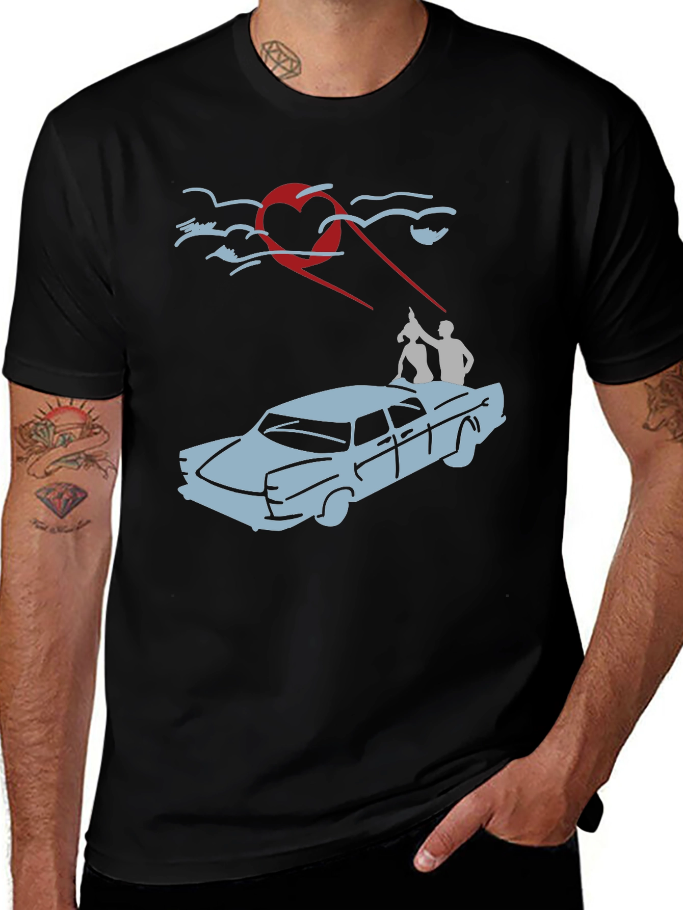 Variant 3 of Heart-Beam Car Ride T-Shirt