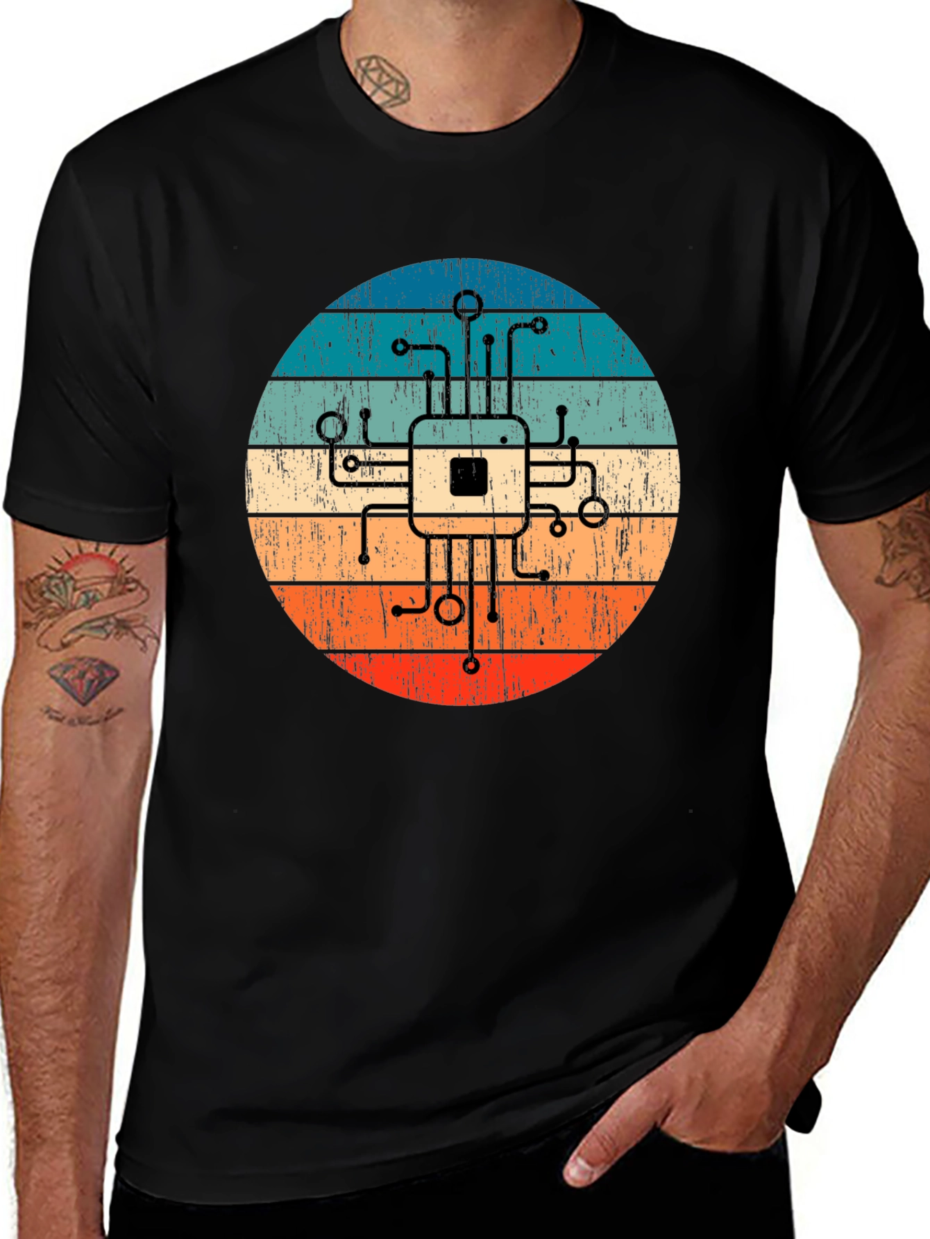 Variant 17 of Retro Circuit Board Graphic Tee - Geek Chic Style