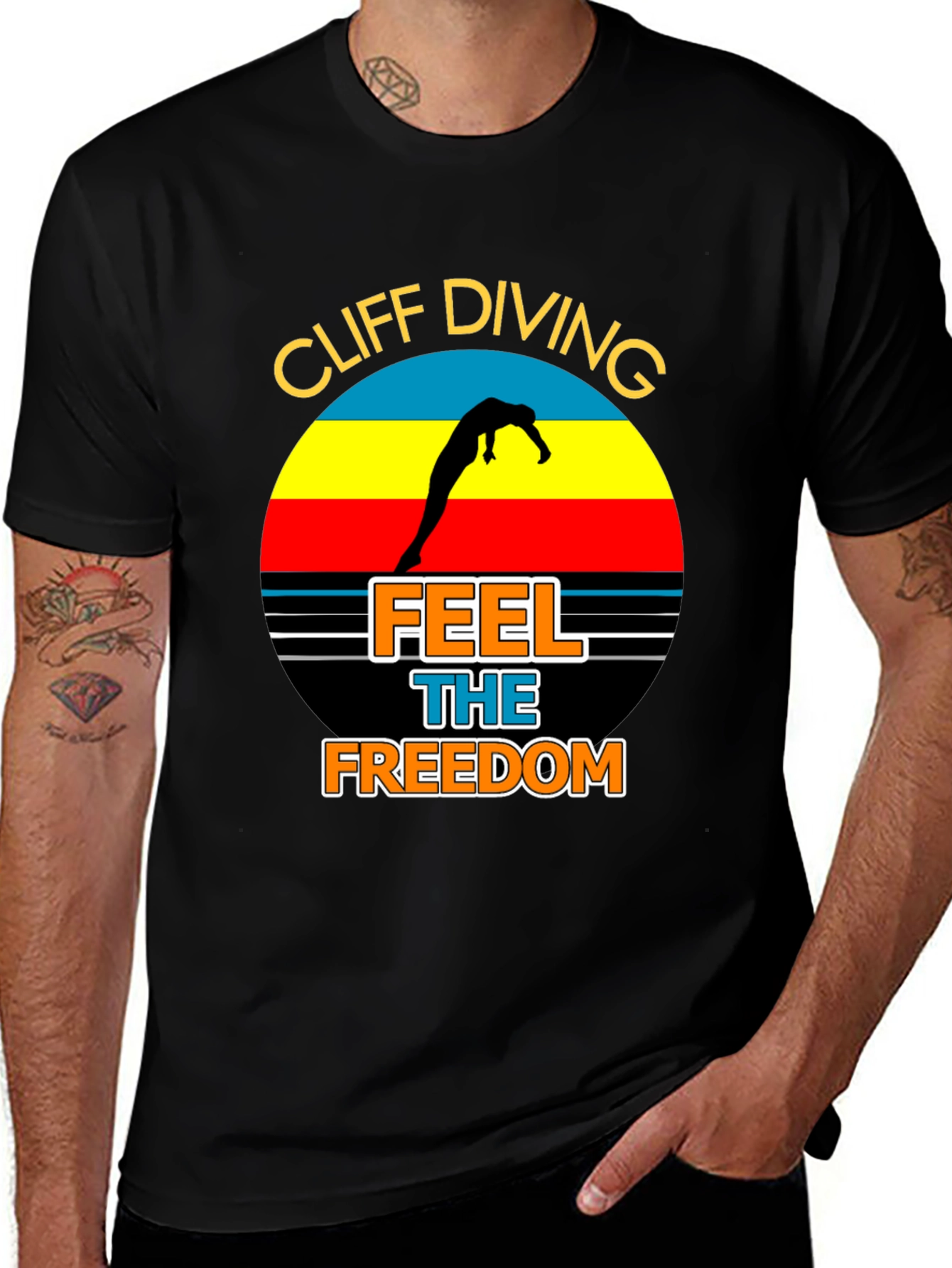 Variant 25 of Cliff Diving T-Shirt: Feel The Freedom Graphic Tee