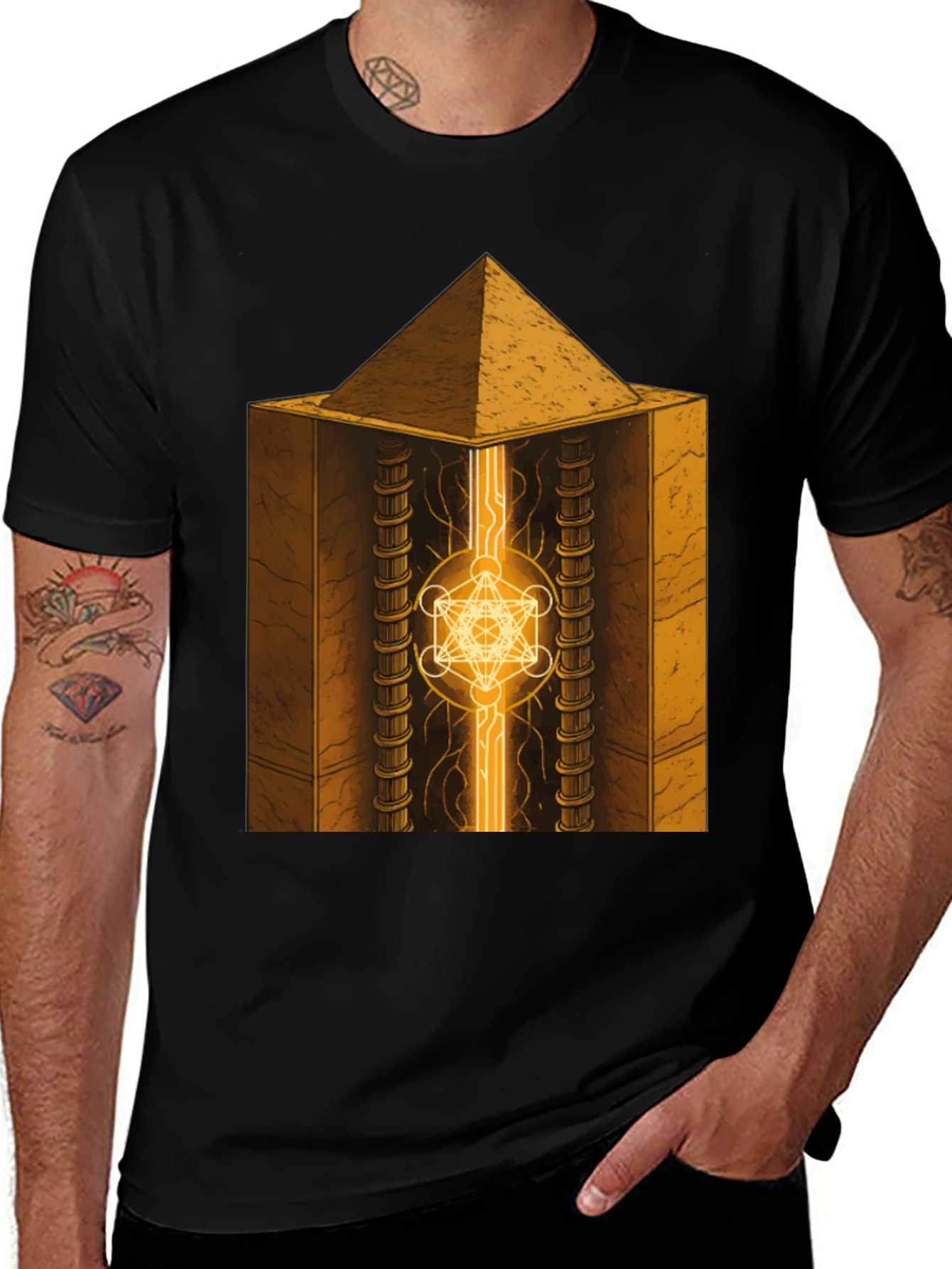Variant 5 of Sacred Geometry T-Shirt - Pyramid Power