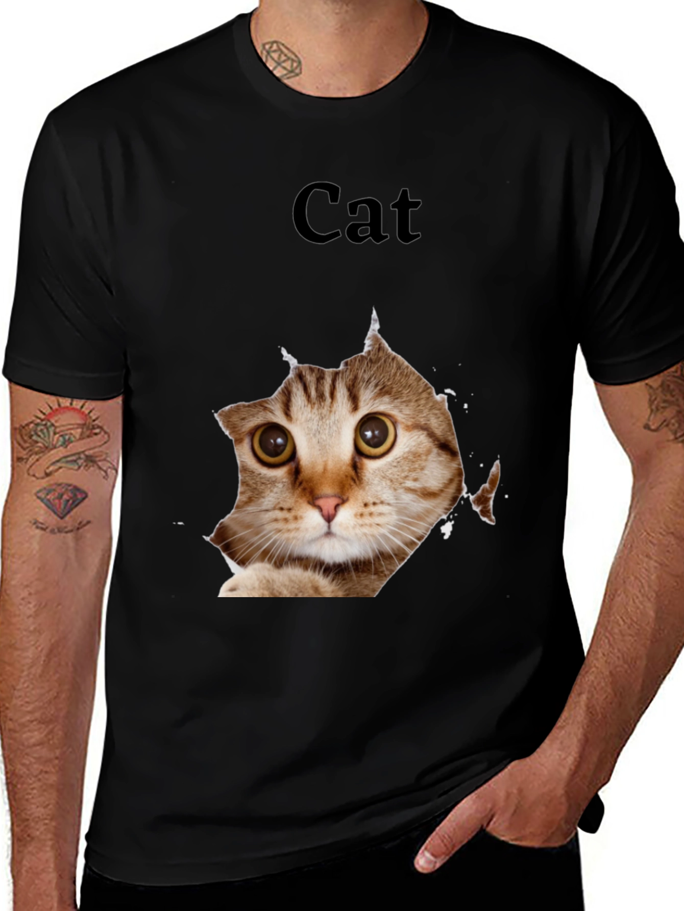 Variant 8 of Cat Peek Graphic Tee - Black