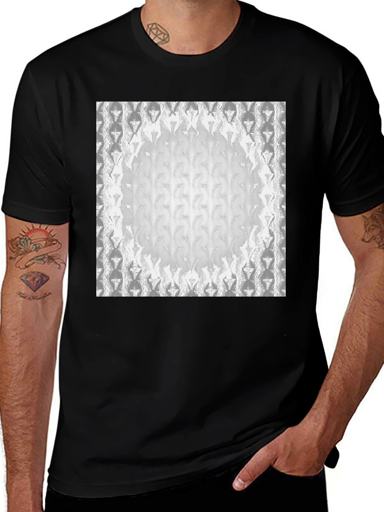 Variant 14 of Abstract Pattern Black T-Shirt
