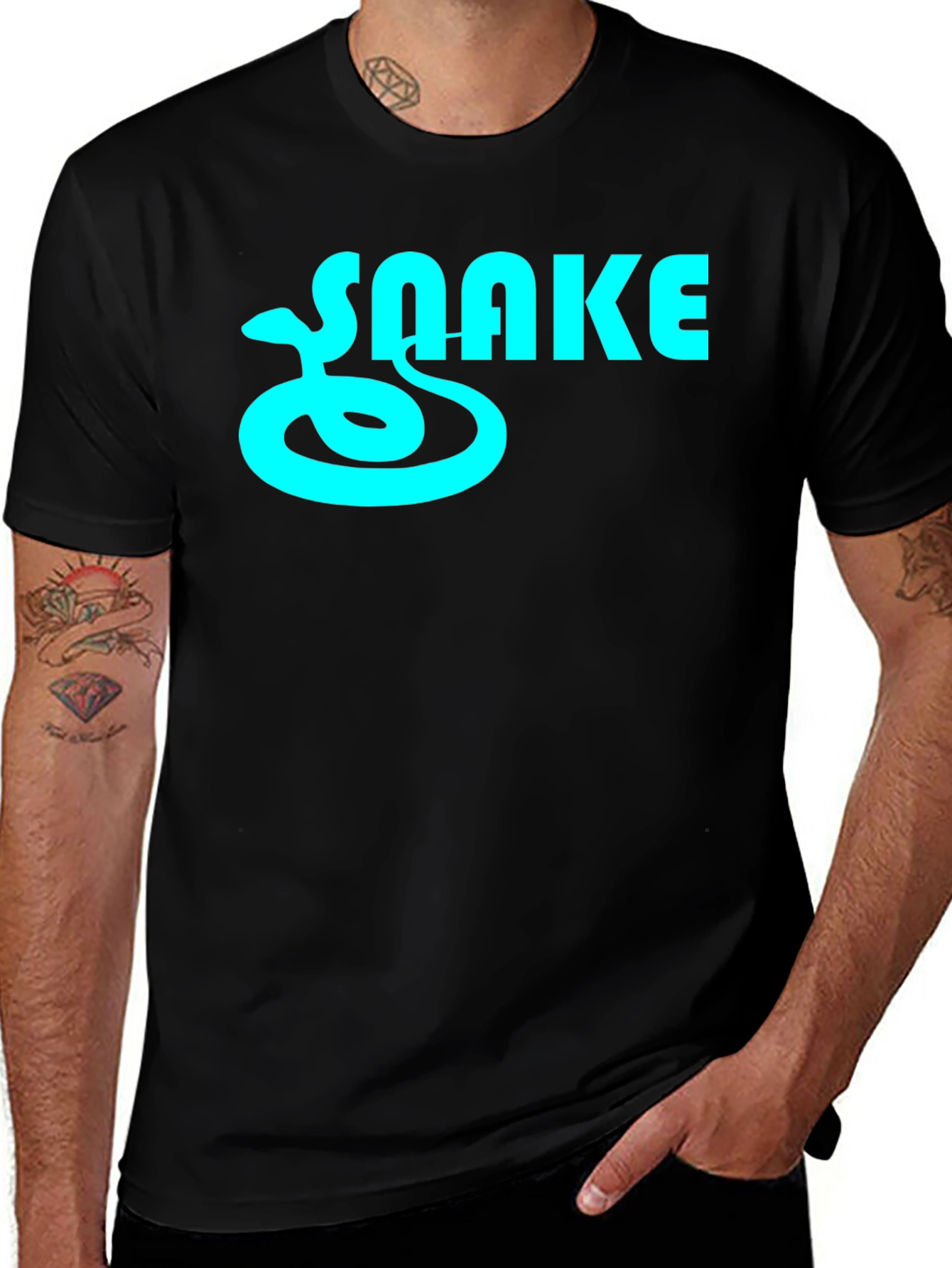 Variant 23 of Snake Graphic T-Shirt - Men's Black Tee