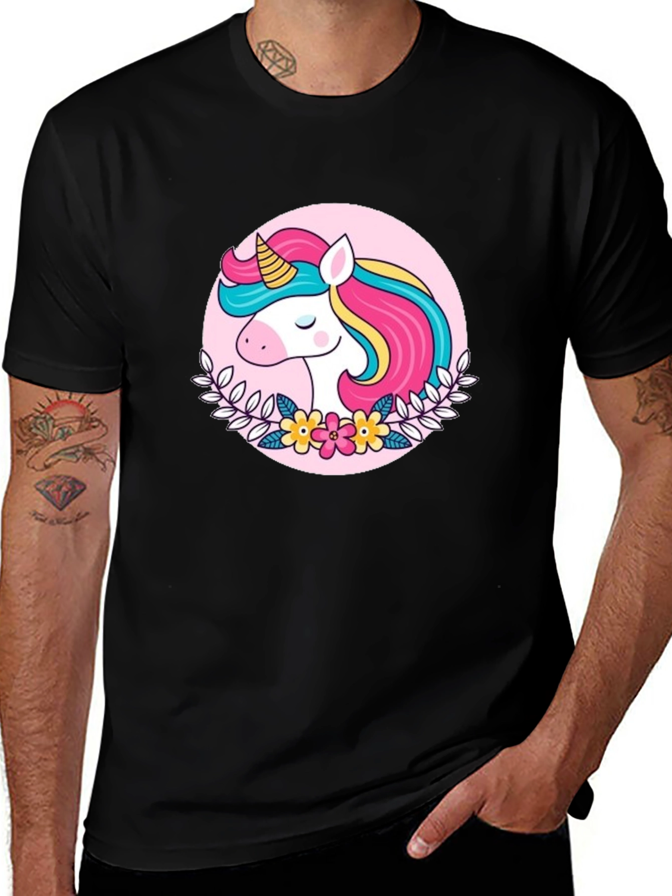 Variant 19 of Unicorn Graphic Tee - Black Cotton T-Shirt