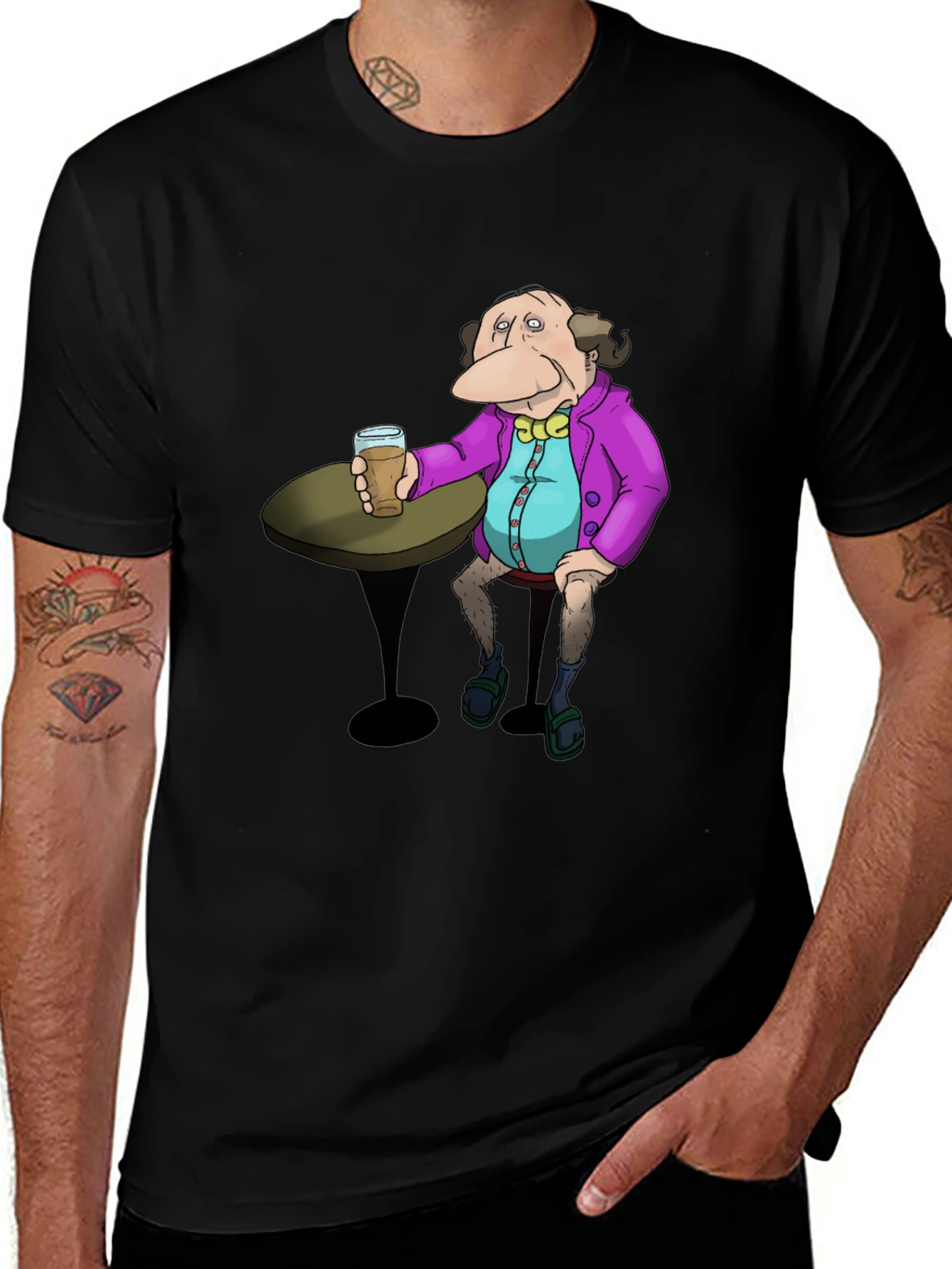 Variant 13 of Cartoon Character Drink Black T-Shirt