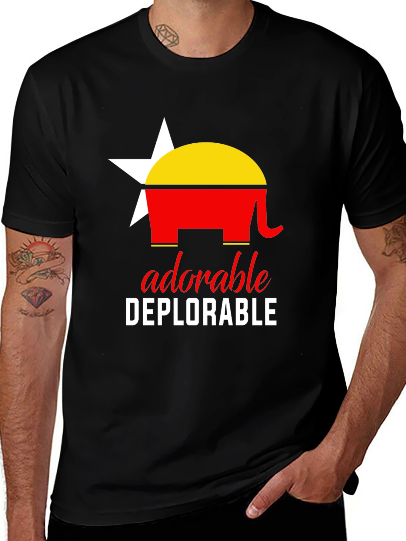 Variant 26 of Adorable Deplorable Elephant Star Graphic Tee