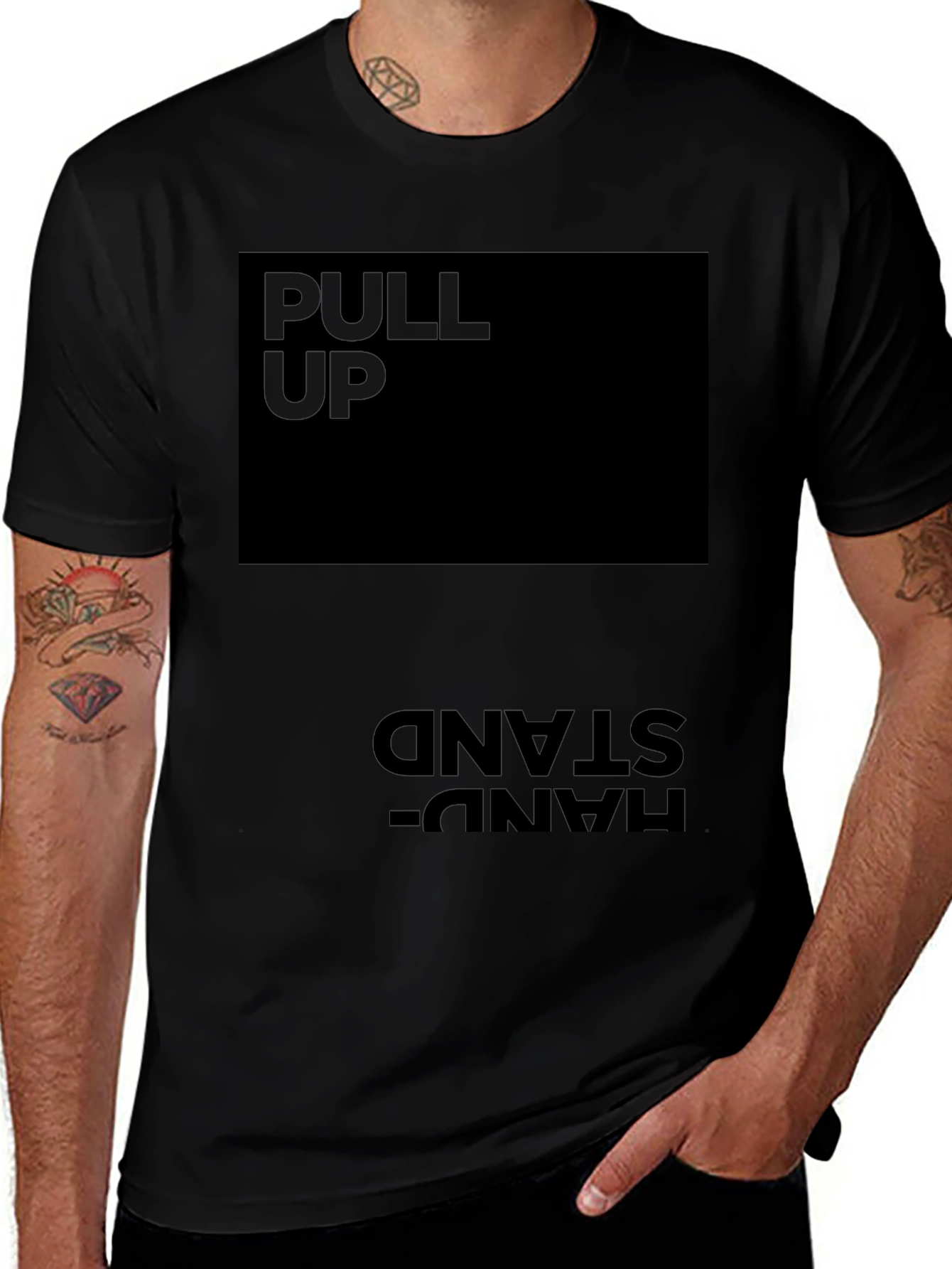 Pull Up Handstand T-Shirt - Black, Comfortable Fit