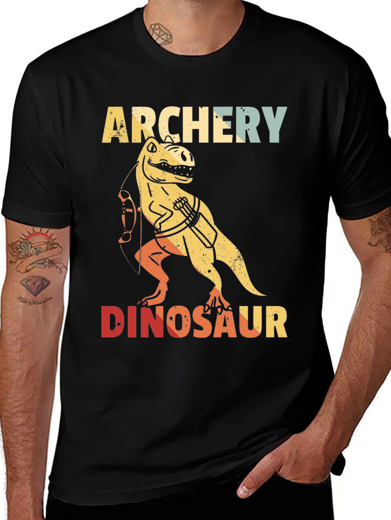 Variant 15 of Archery Dinosaur T-Shirt - Retro Design