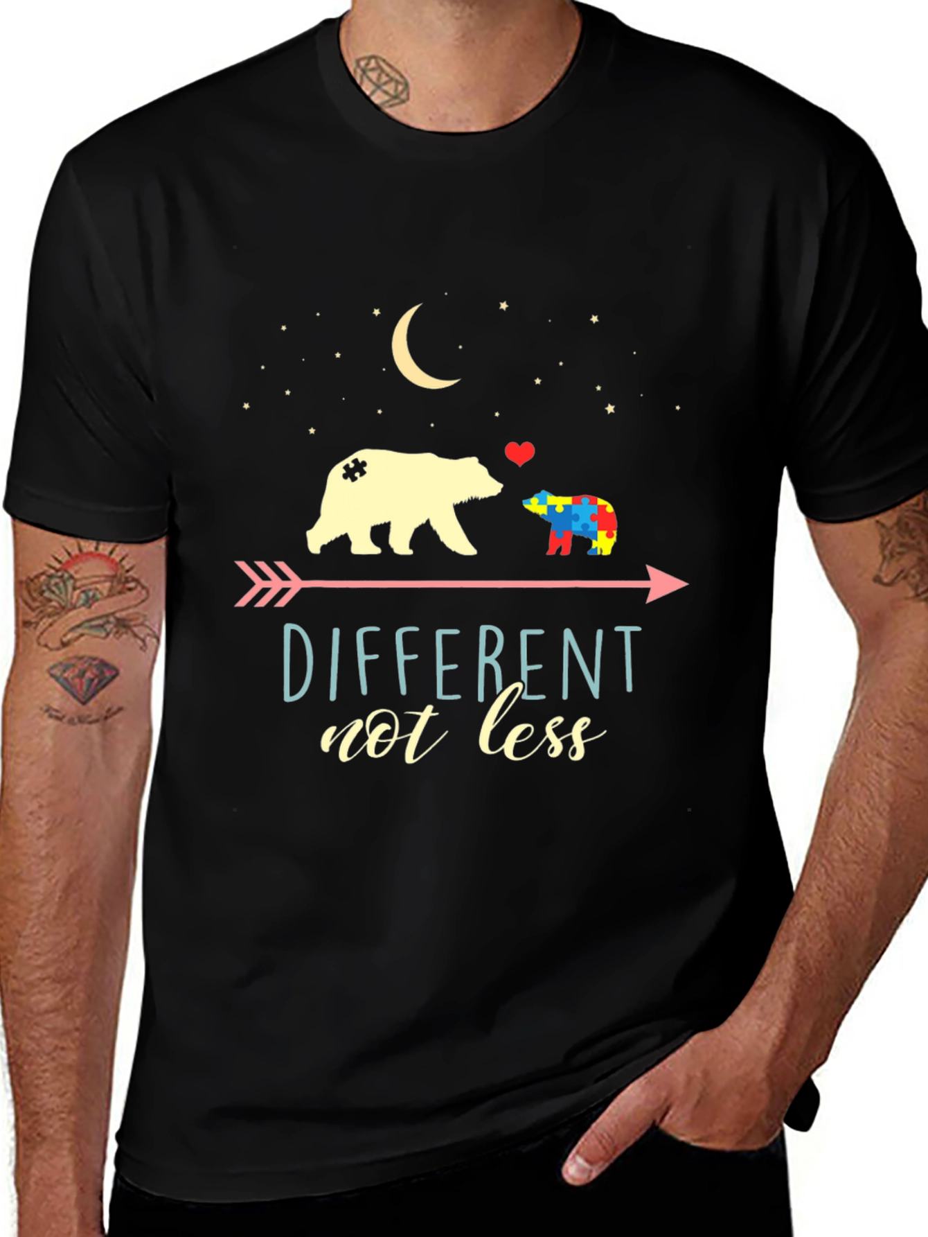 Variant 18 of Different Not Less Autism Awareness Bear Graphic Tee