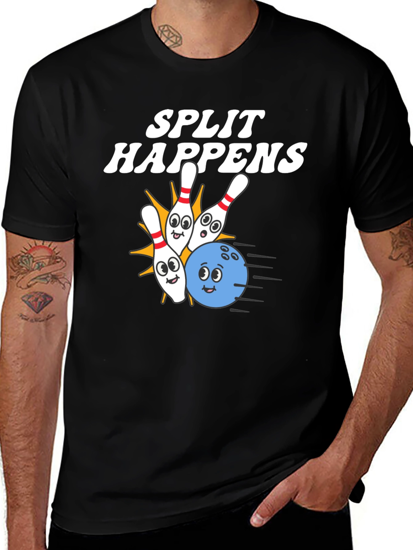 Variant 25 of Split Happens Bowling T-Shirt - Strike a Funny Pose!