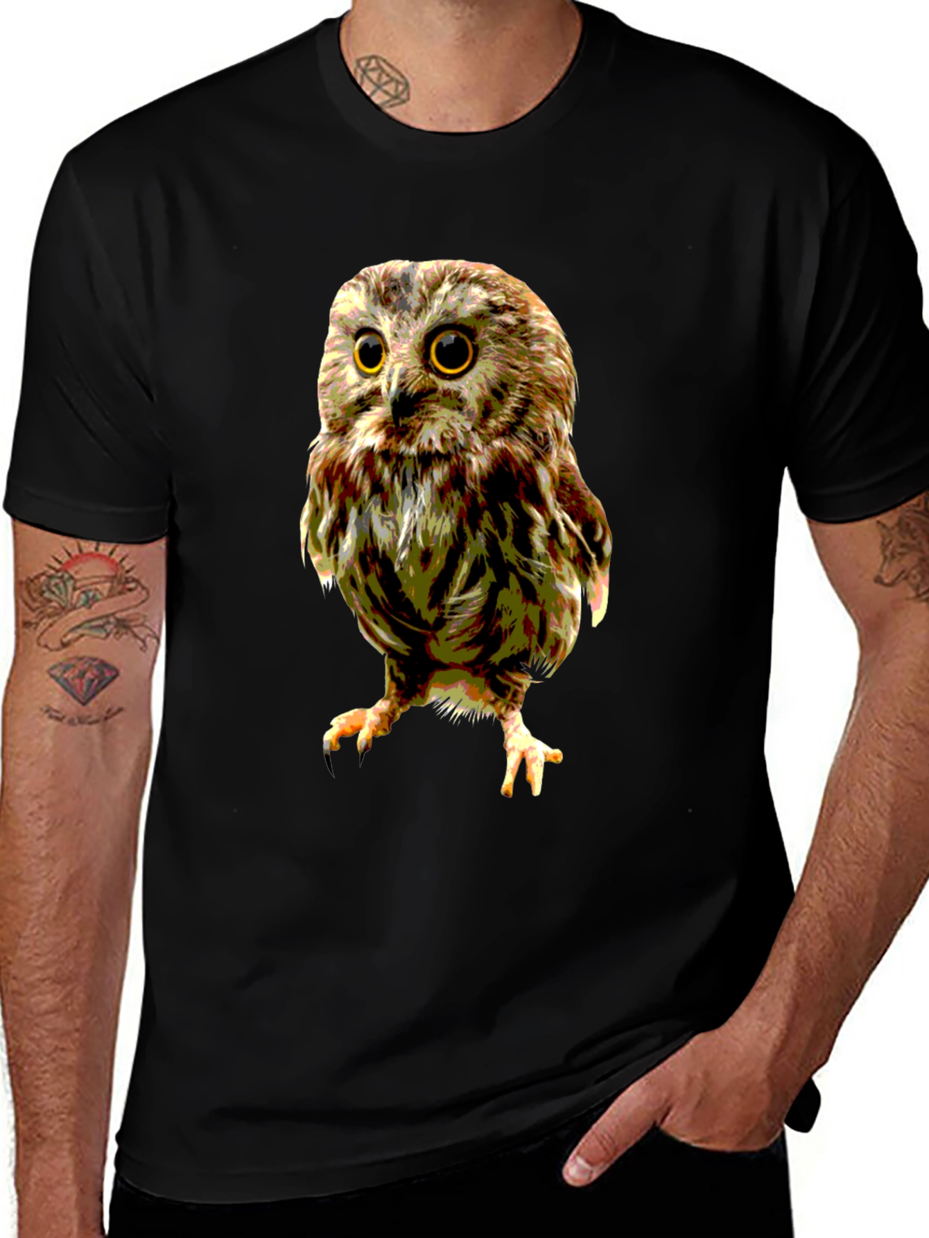 Variant 29 of Owl Graphic Print Black T-Shirt