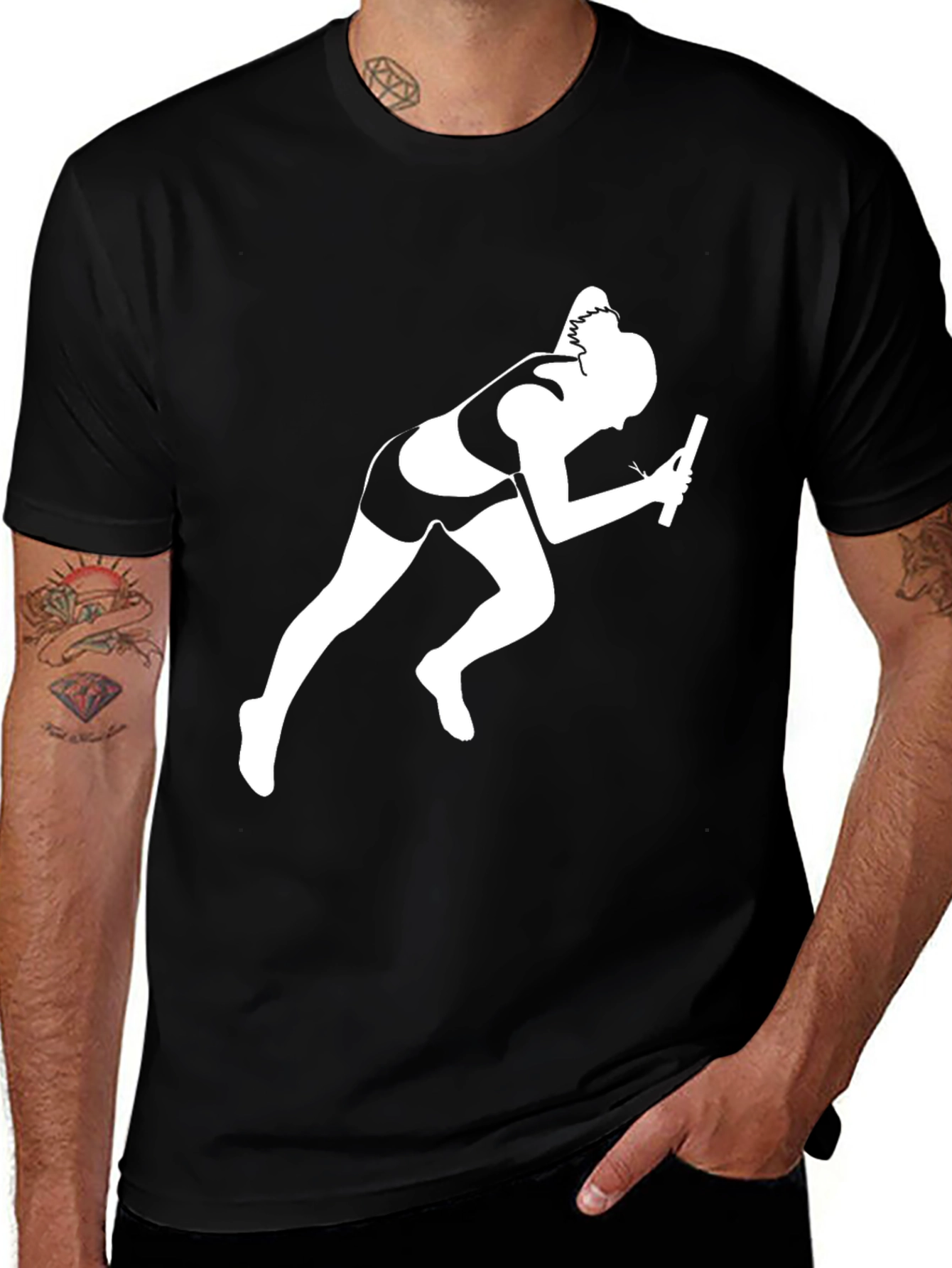 Relay Race Runner Graphic Tee - Black