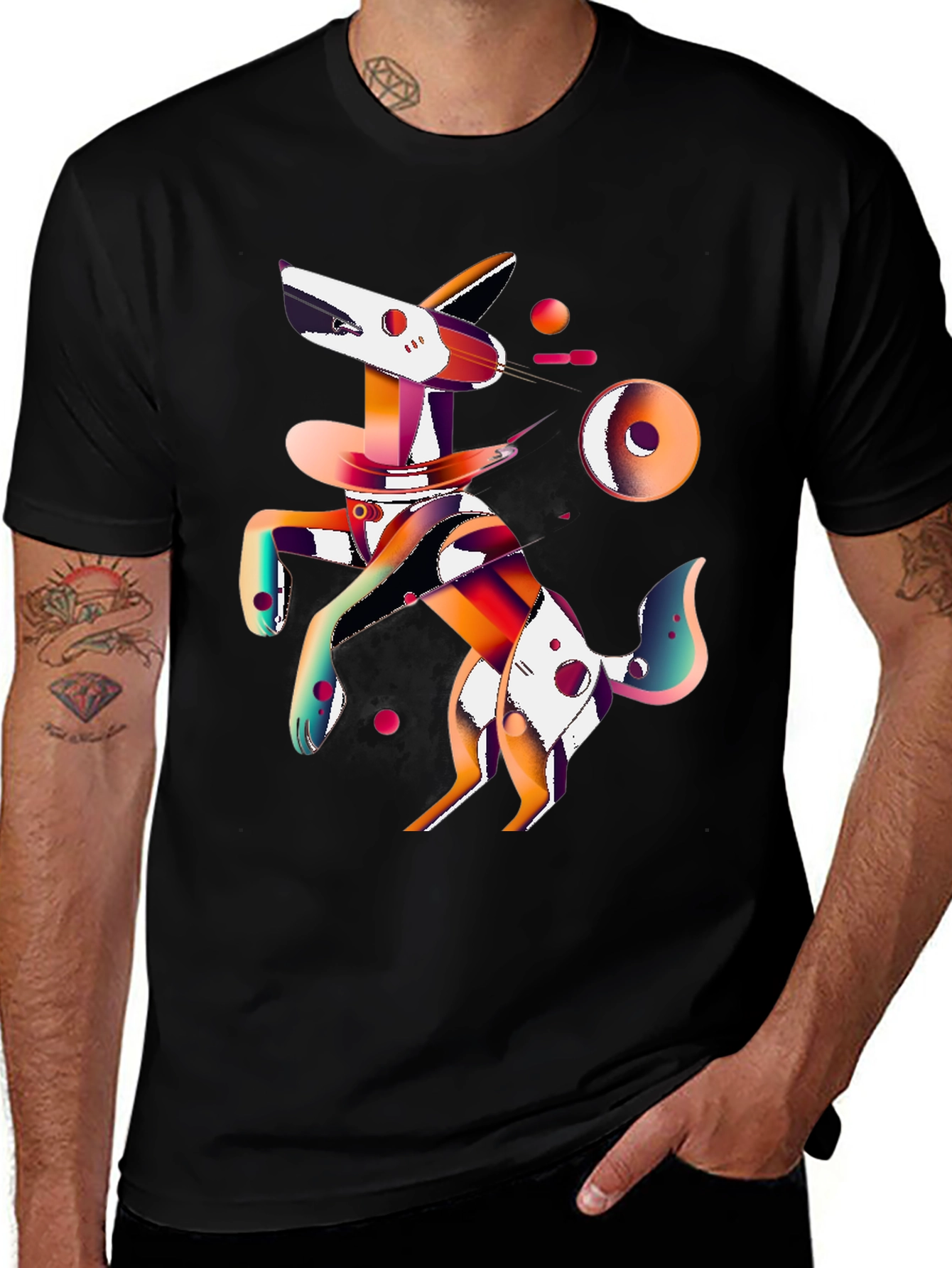 Variant 10 of Abstract Dog Graphic Black T-Shirt
