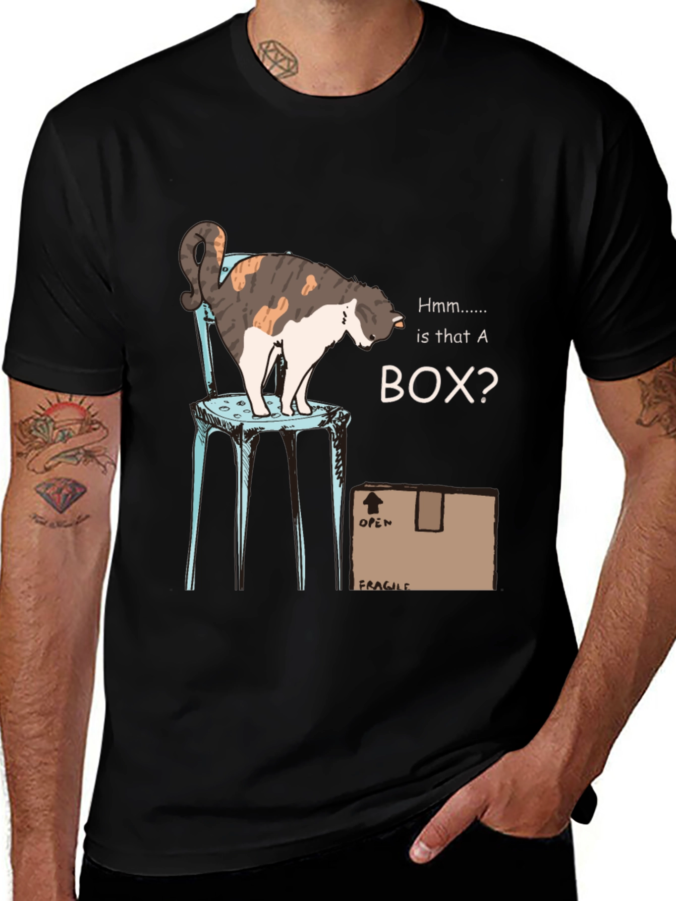 Variant 14 of Cat & Box Graphic T-Shirt - Funny Feline Tee